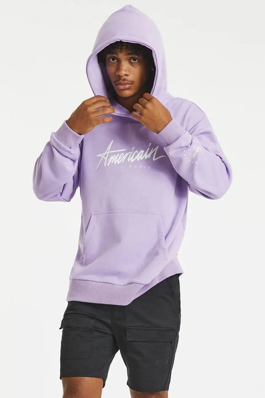 Americain heartless relaxed hooded sweater - lilac
