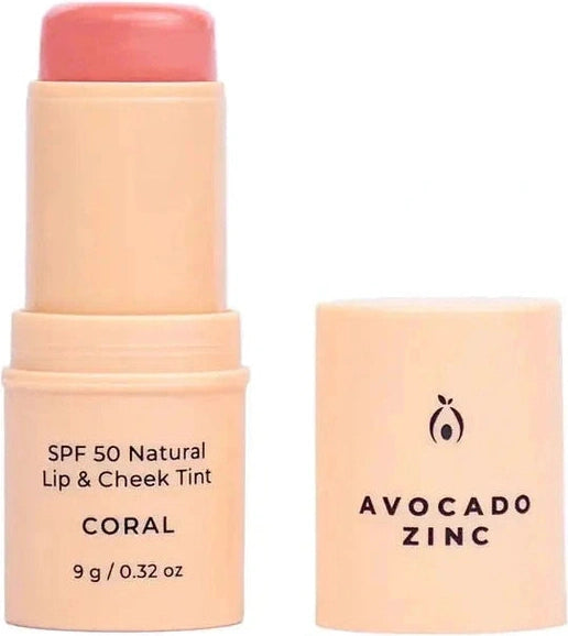 Avocado zinc spf50 natural lip and cheek tint - coral