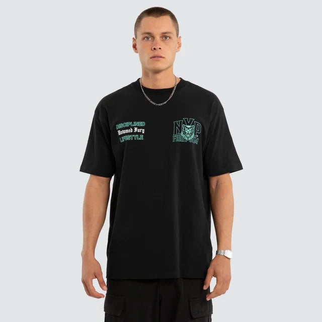 Nena and Pasadena - Division Box Fit Tee - Jet Black