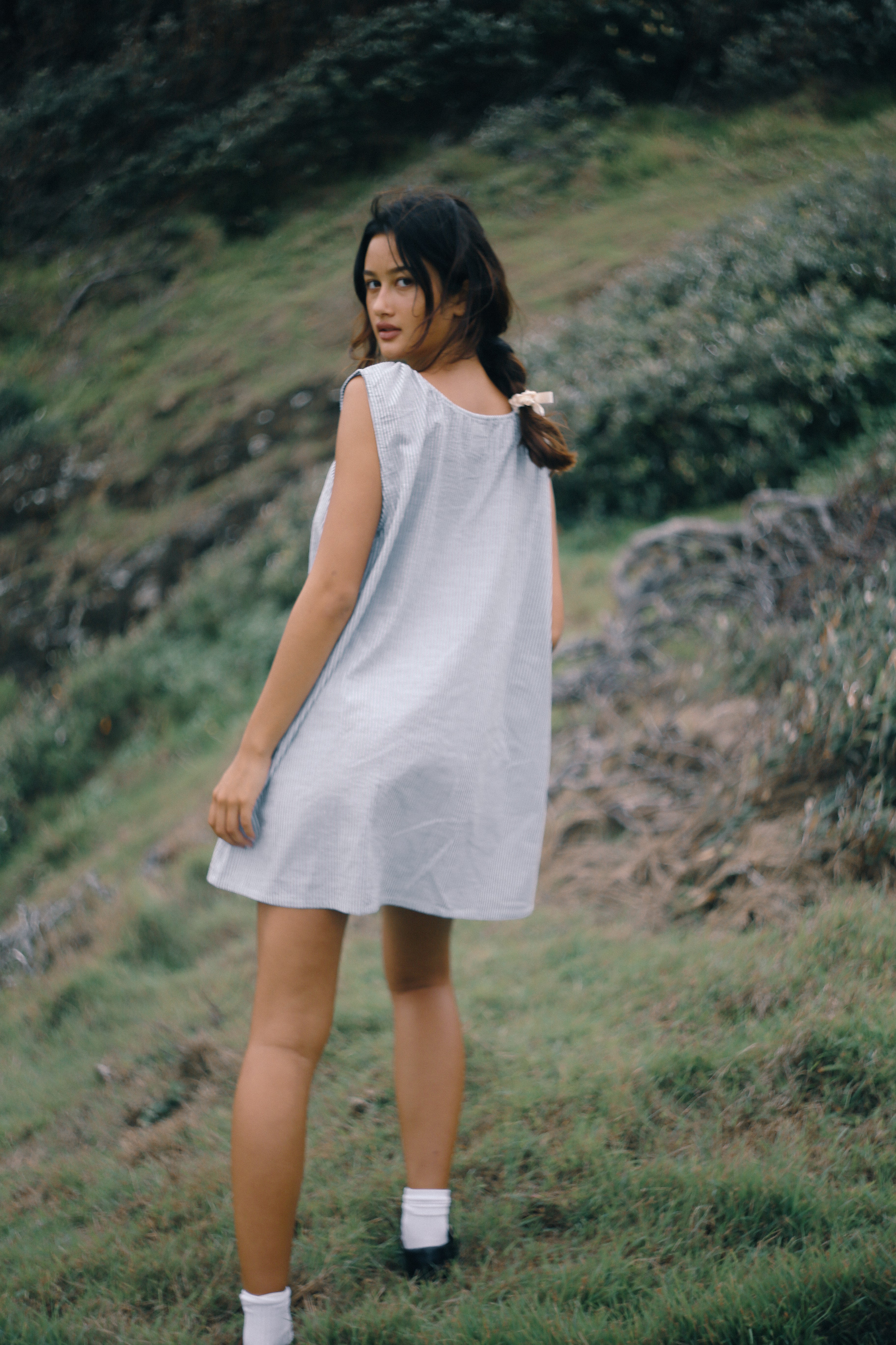 THE BARE ROAD Luna shift dress - Spirulina stripe