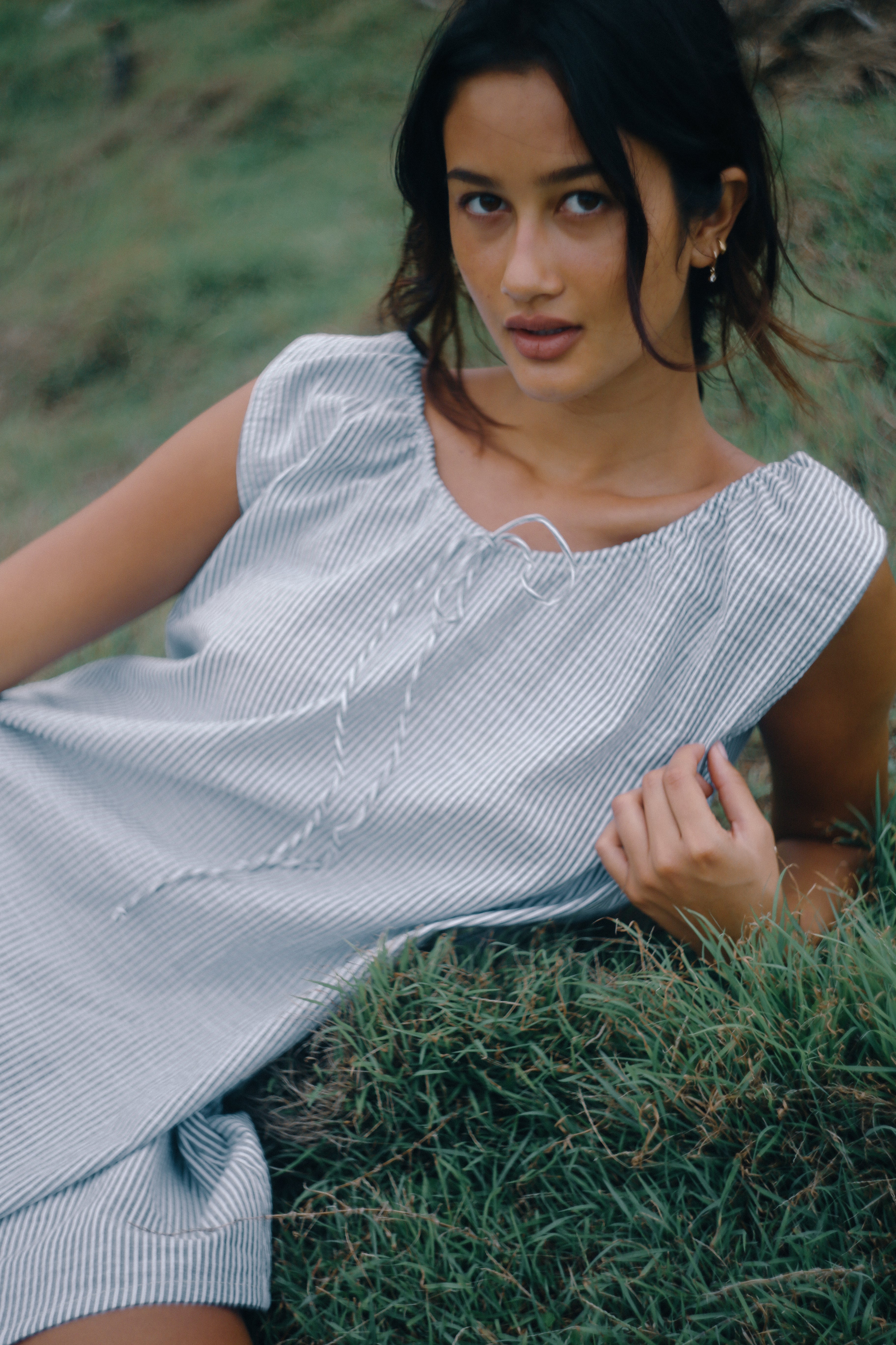 THE BARE ROAD Luna shift dress - Spirulina stripe