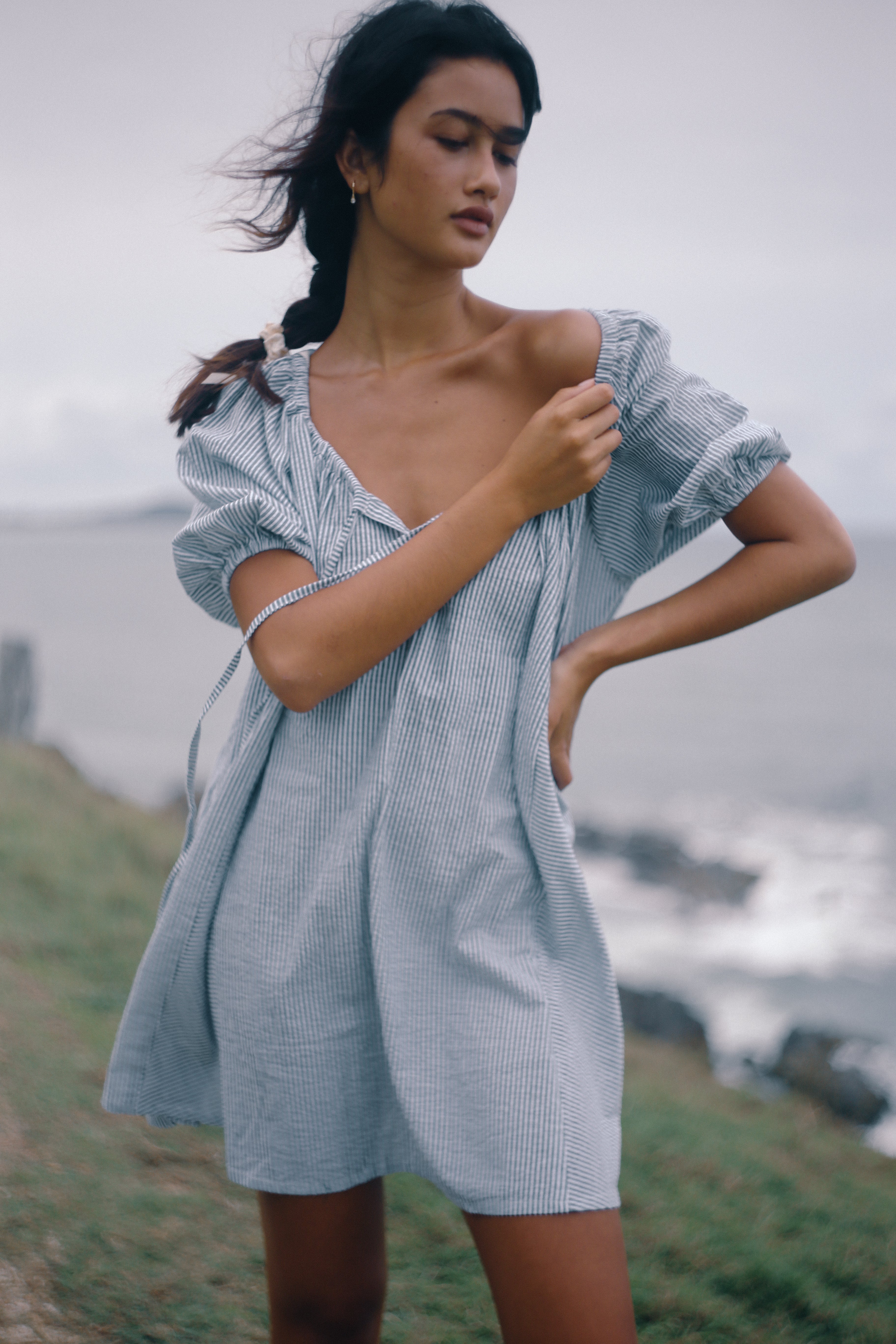 THE BARE ROAD Chloe dress - Spirulina stripe