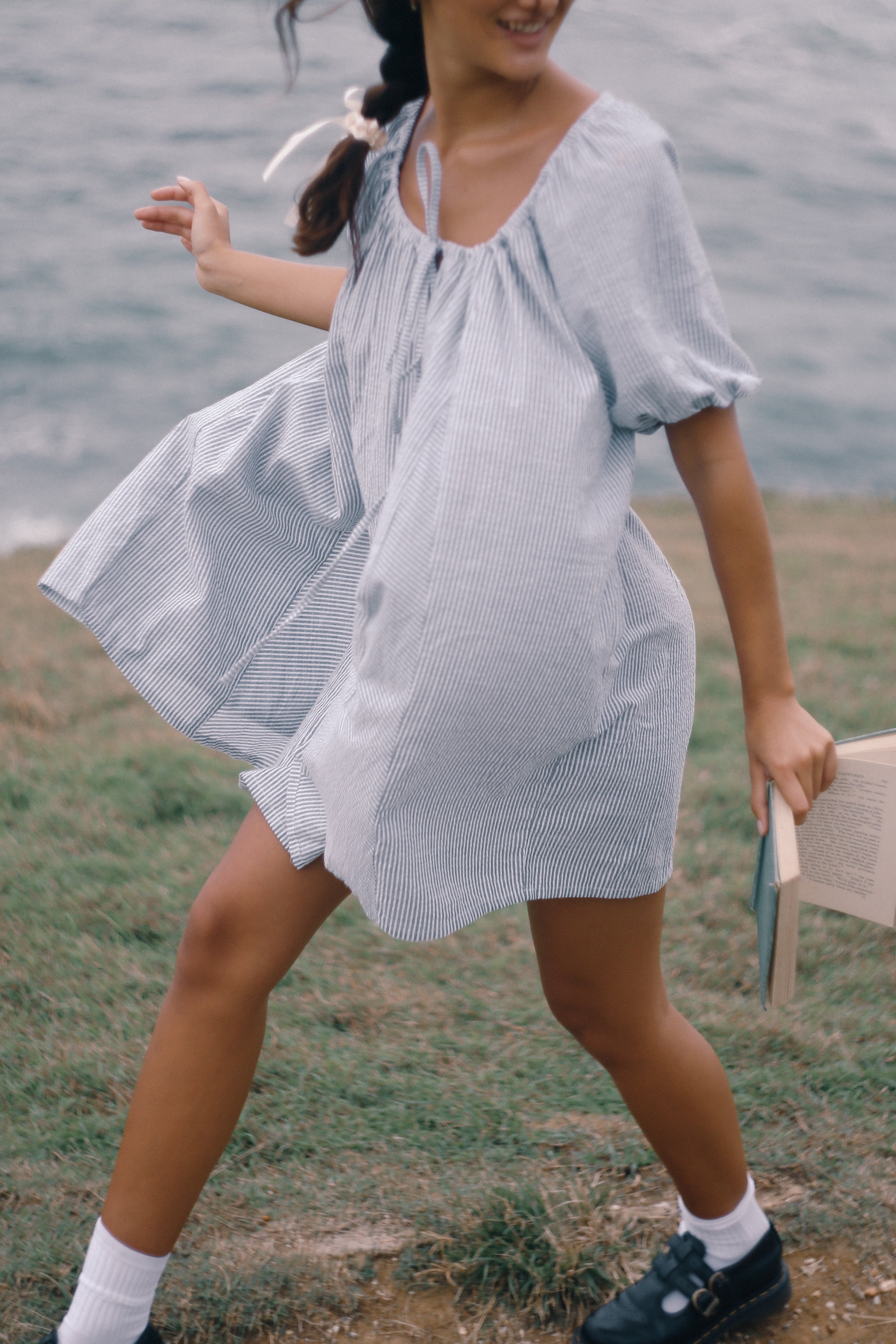 THE BARE ROAD Chloe dress - Spirulina stripe