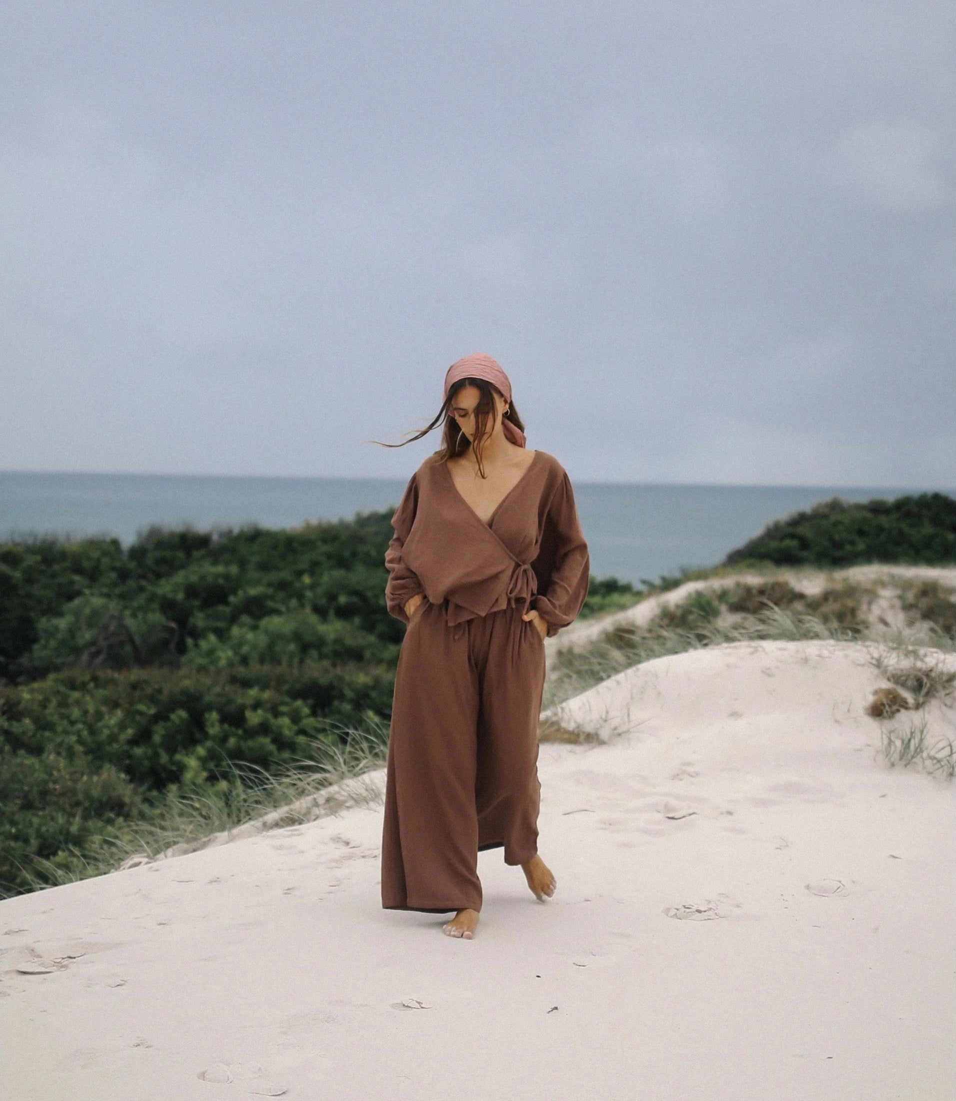 THE BARE ROAD Ella Wrap Top - Chocolate