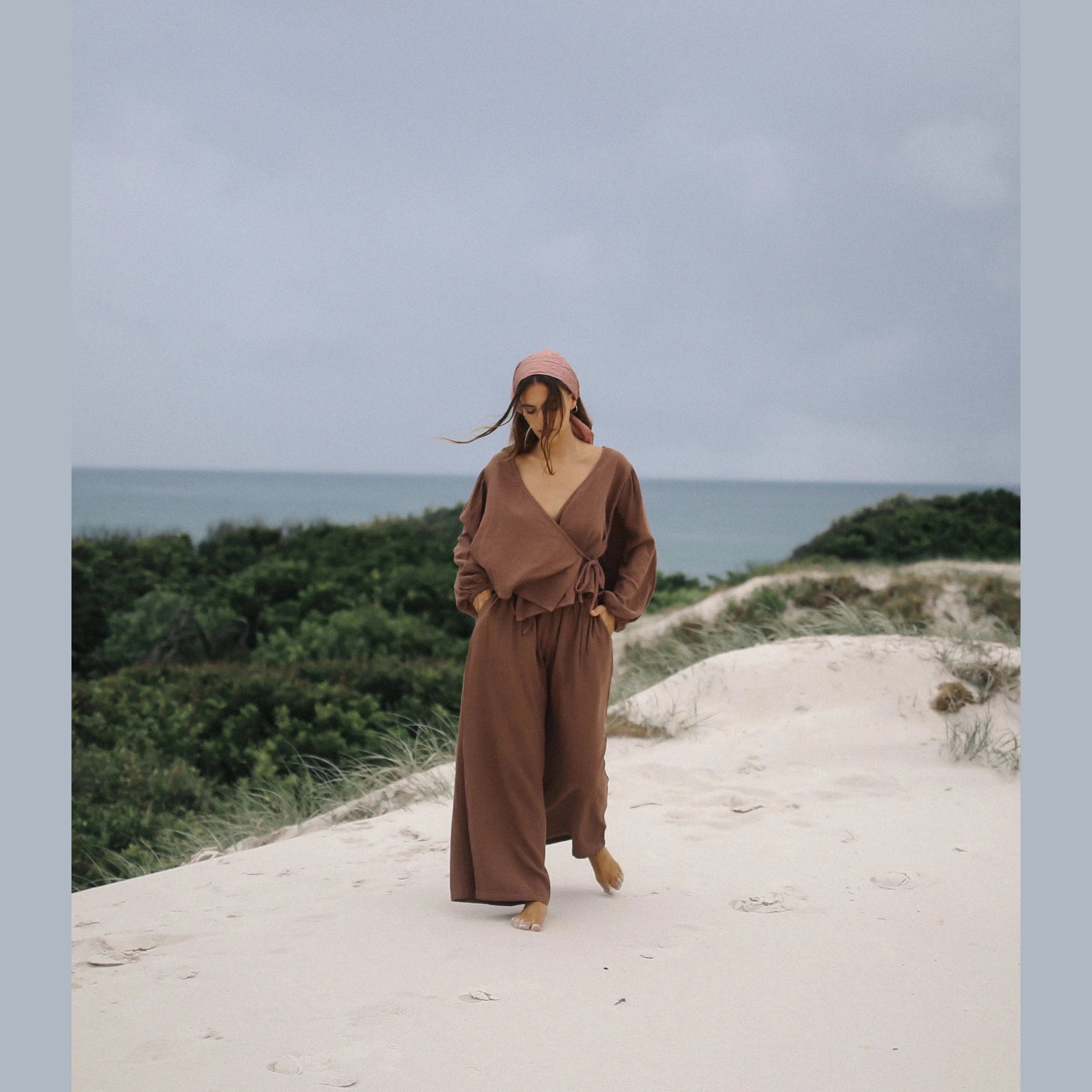 THE BARE ROAD Ella Wrap Top - Chocolate