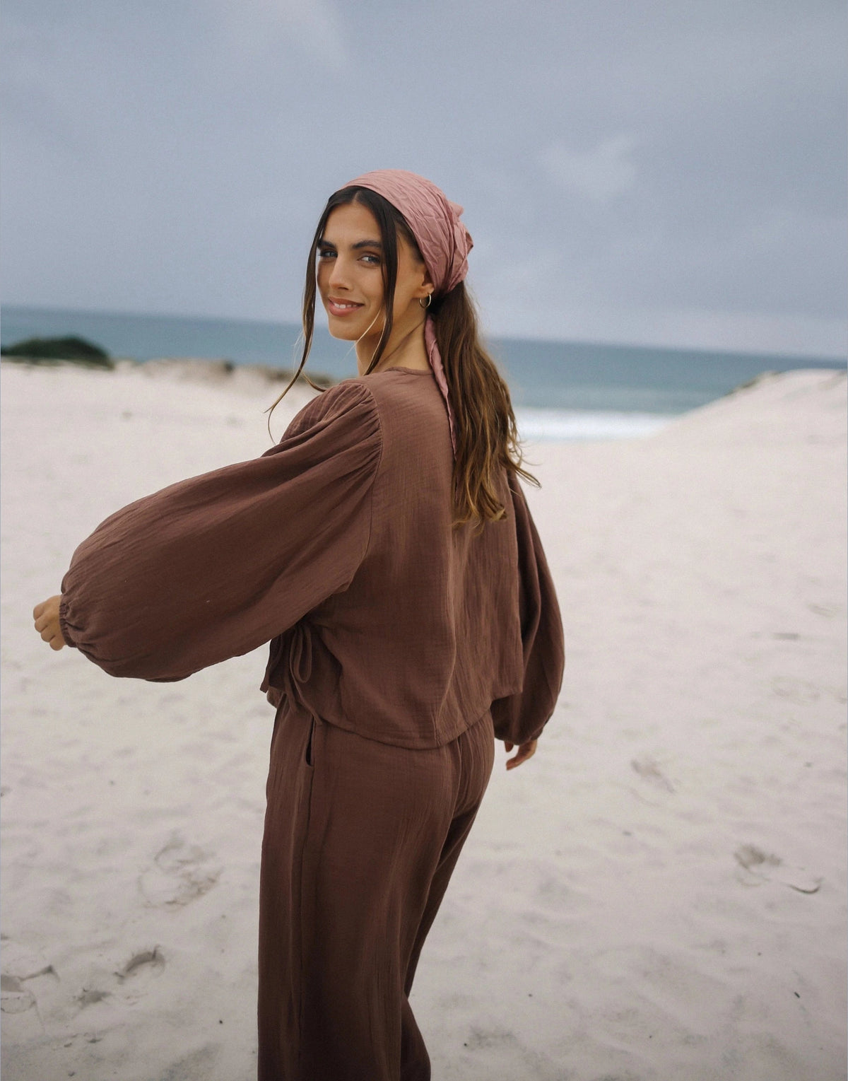THE BARE ROAD Ella Wrap Top - Chocolate