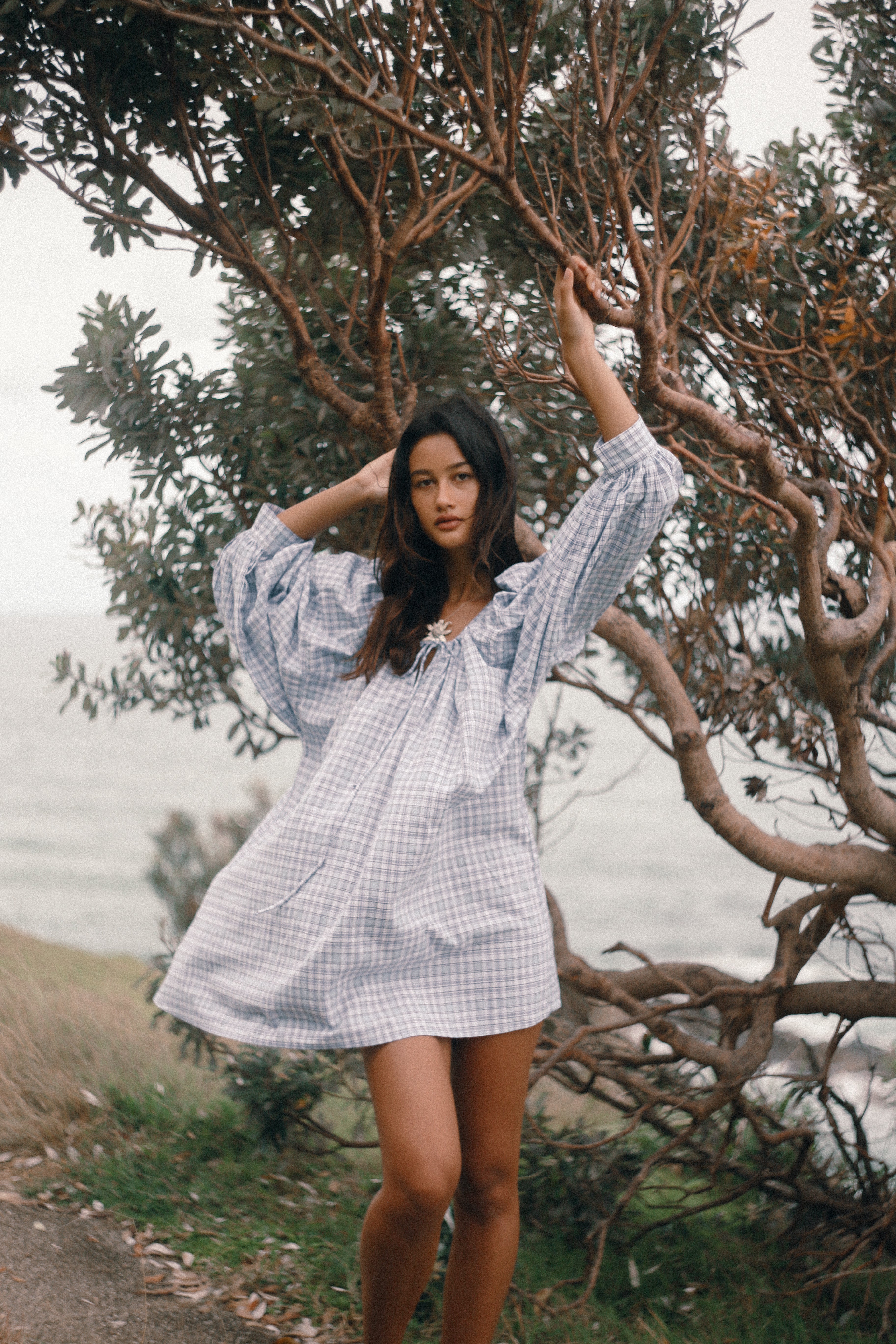 THE BARE ROAD Cloudy dress - Cloud plaid