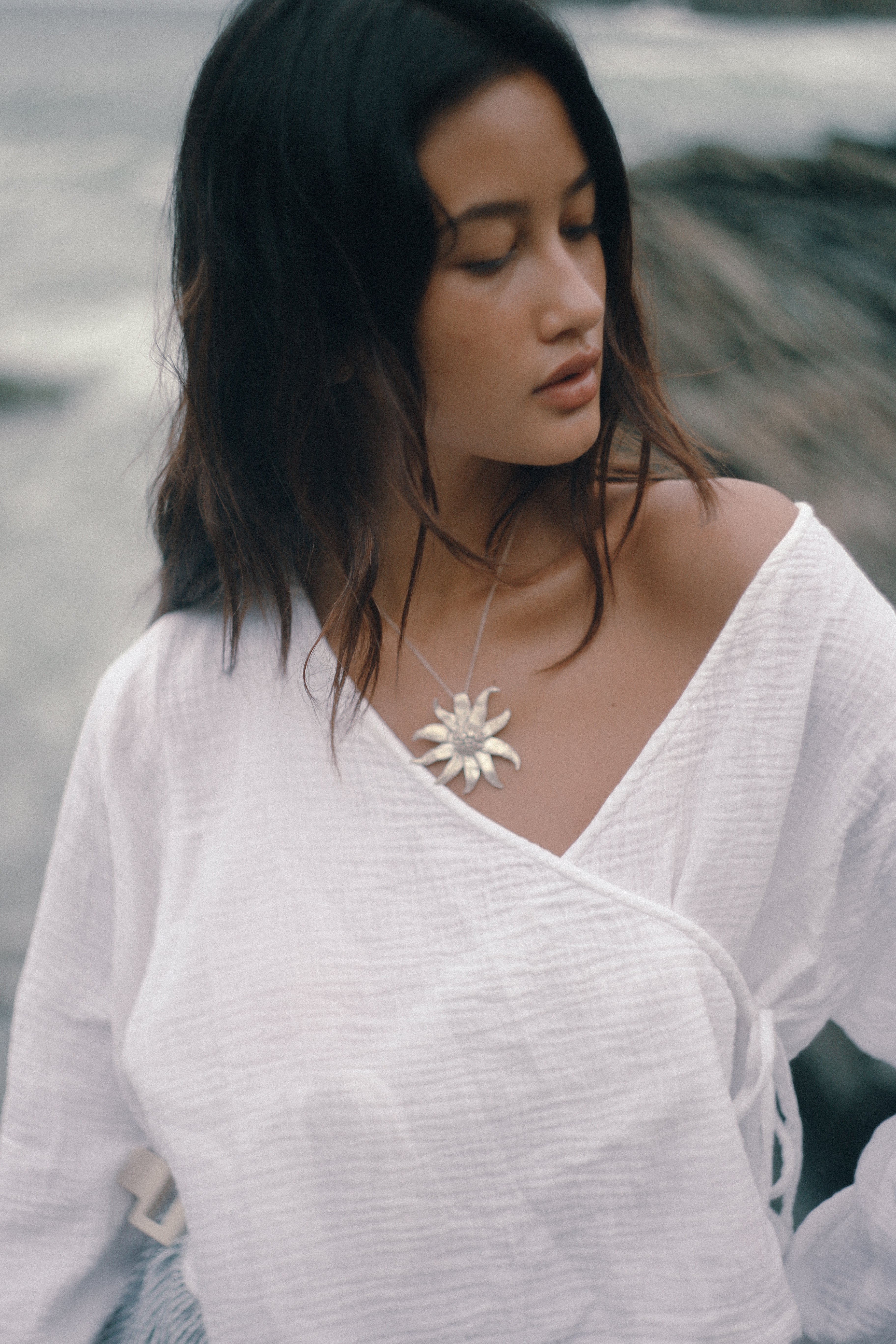THE BARE ROAD Mia wrap top - White