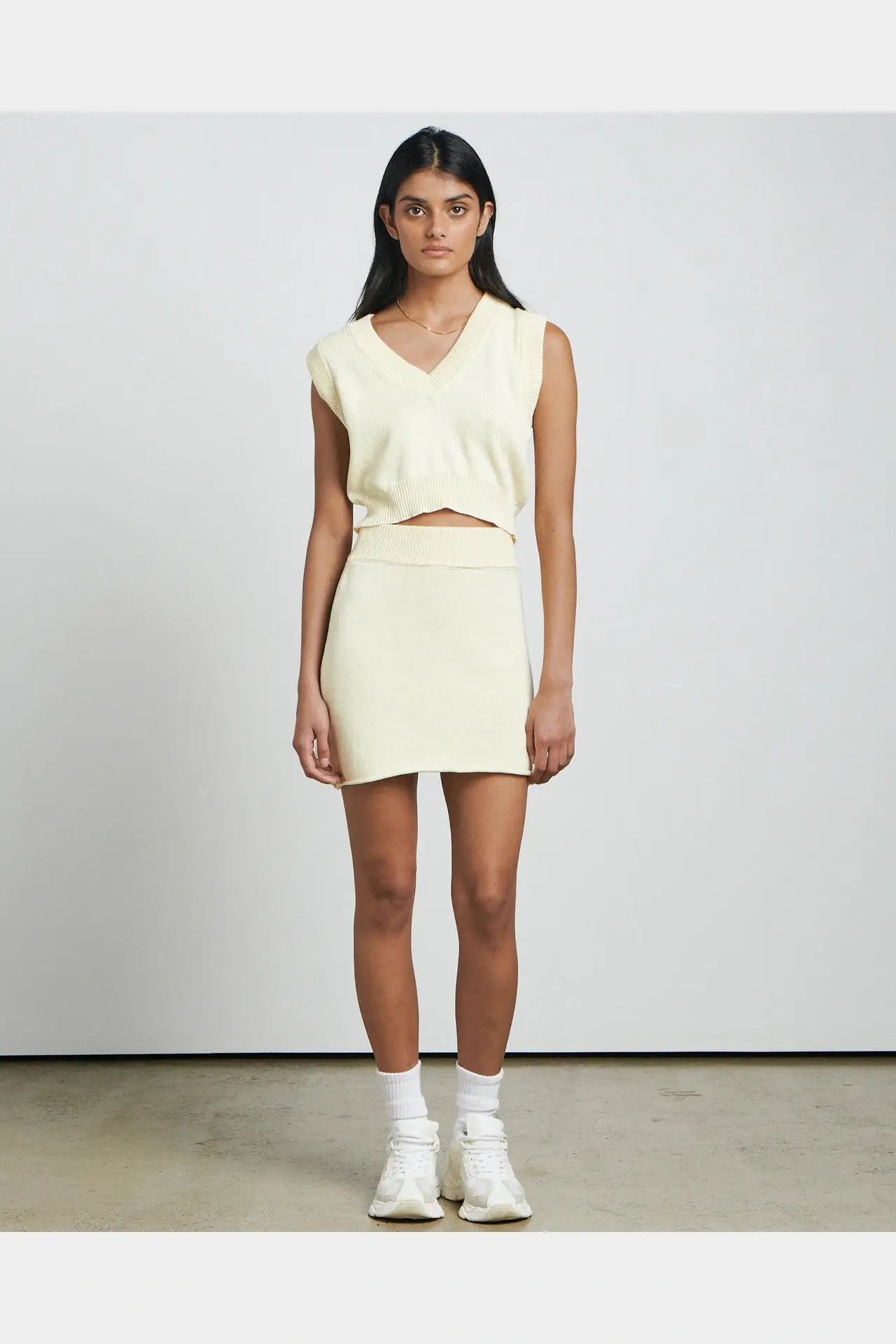 Charlie holiday bare knitted mini skirt- butter
