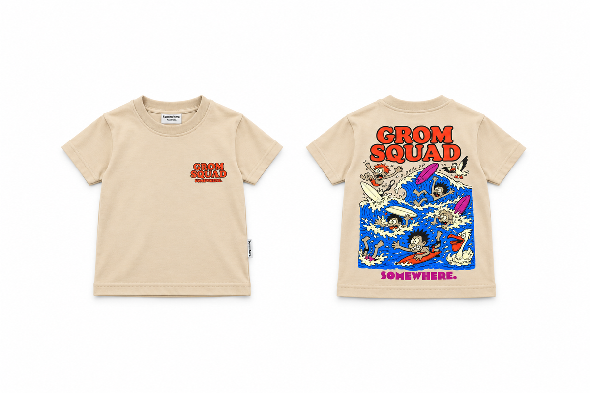 Somewhere Mini - Grom Squad Tee - Beige