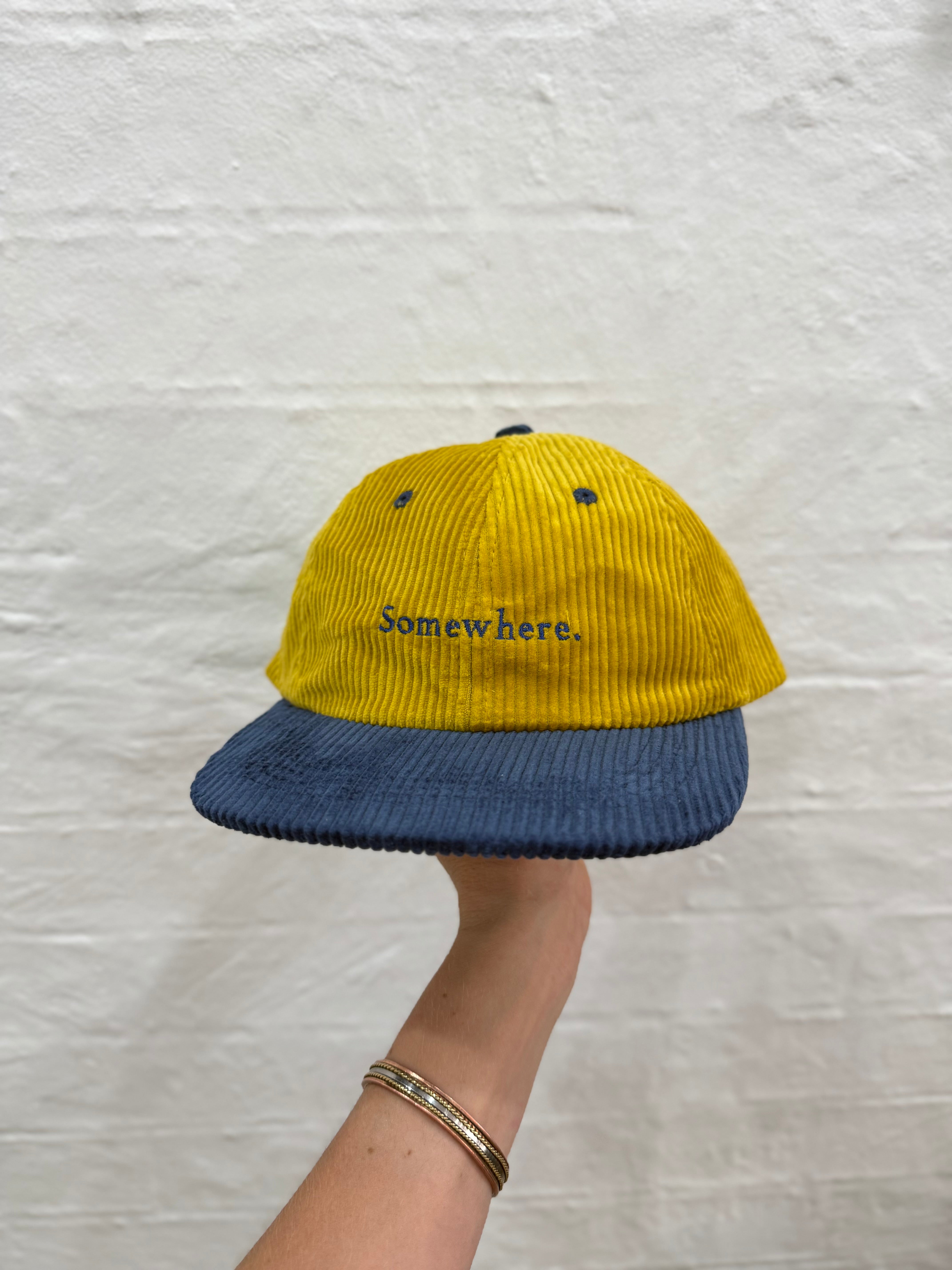 SOMEWHERE corduroy dad cap - Mustard/Navy