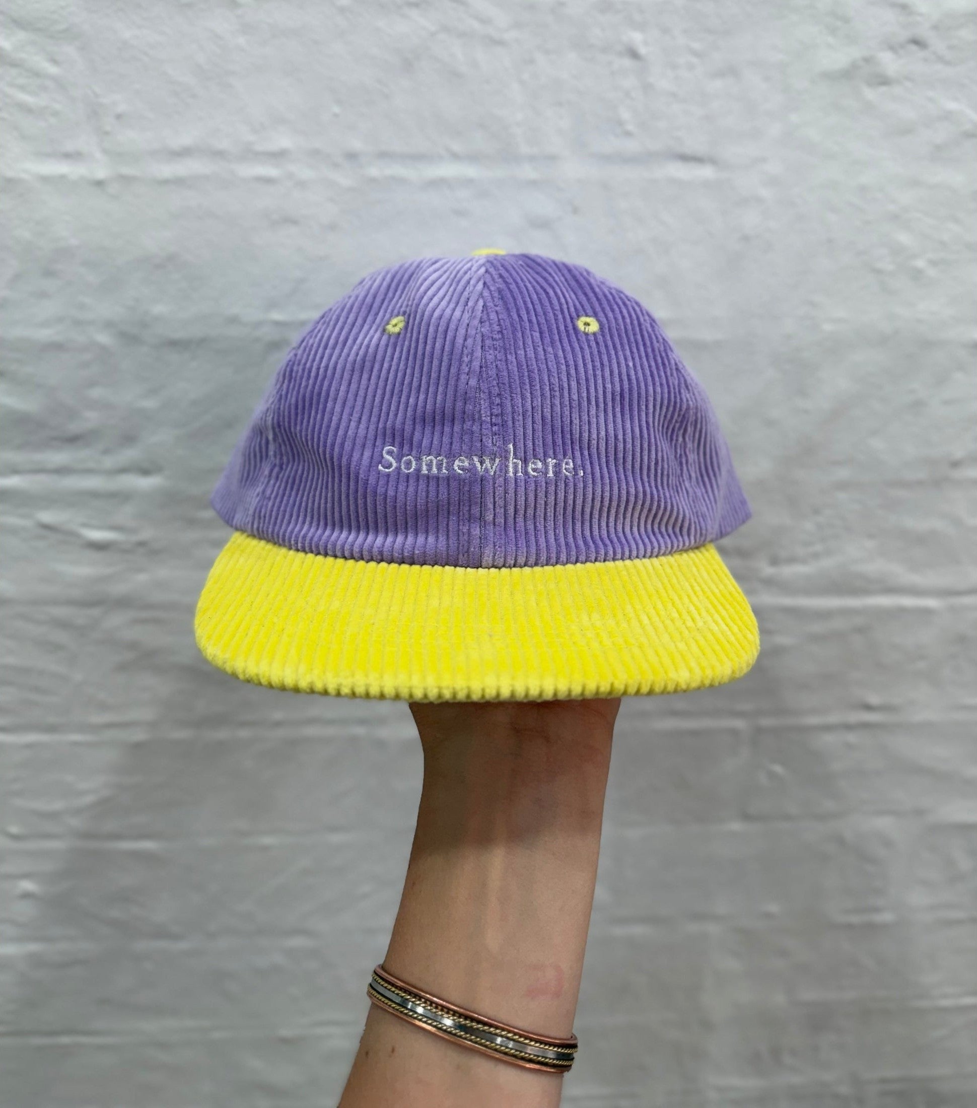 SOMEWHERE corduroy dad cap - Purple/yellow
