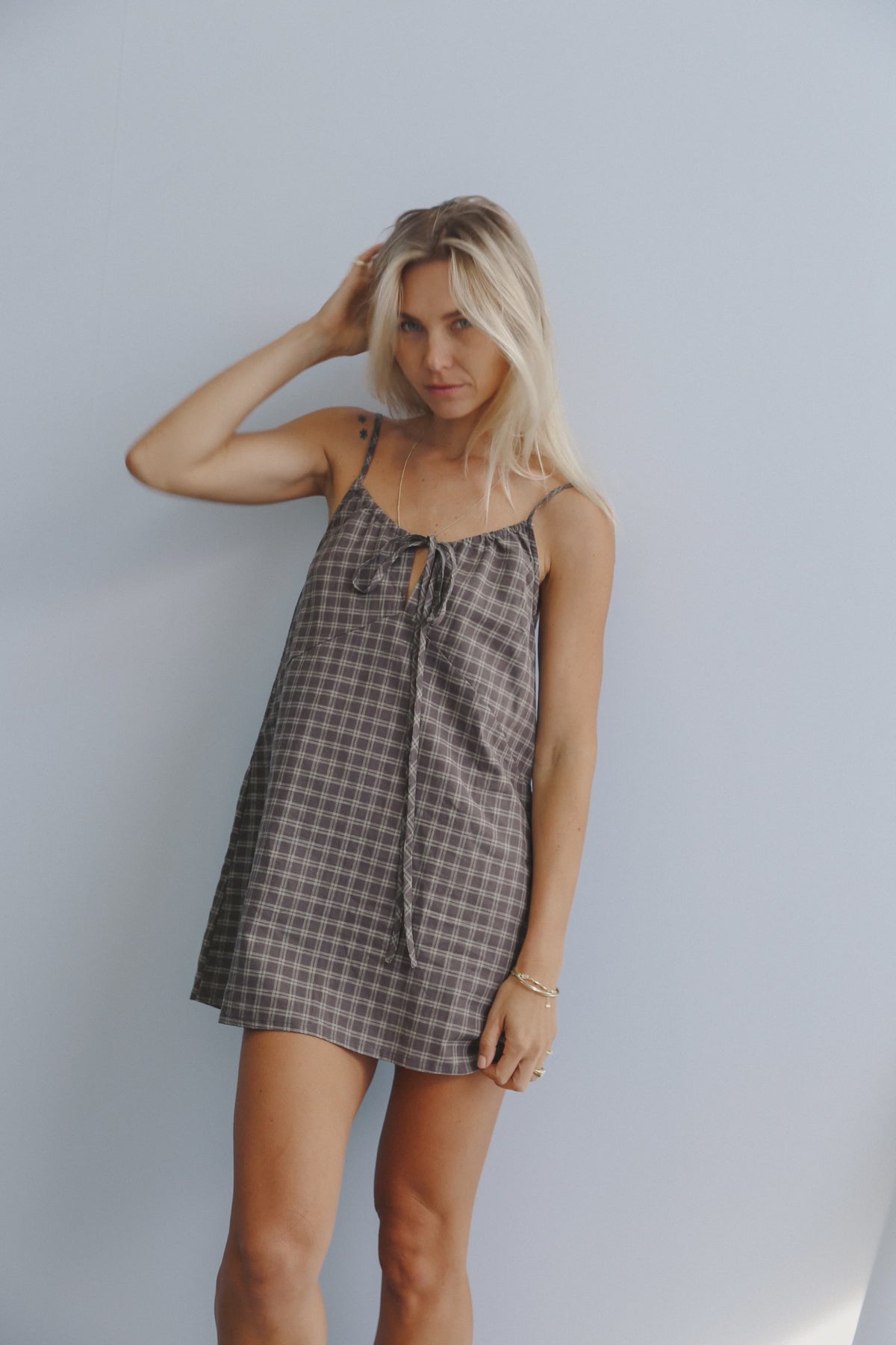 The bare road Ari Dress Maple Gingham
