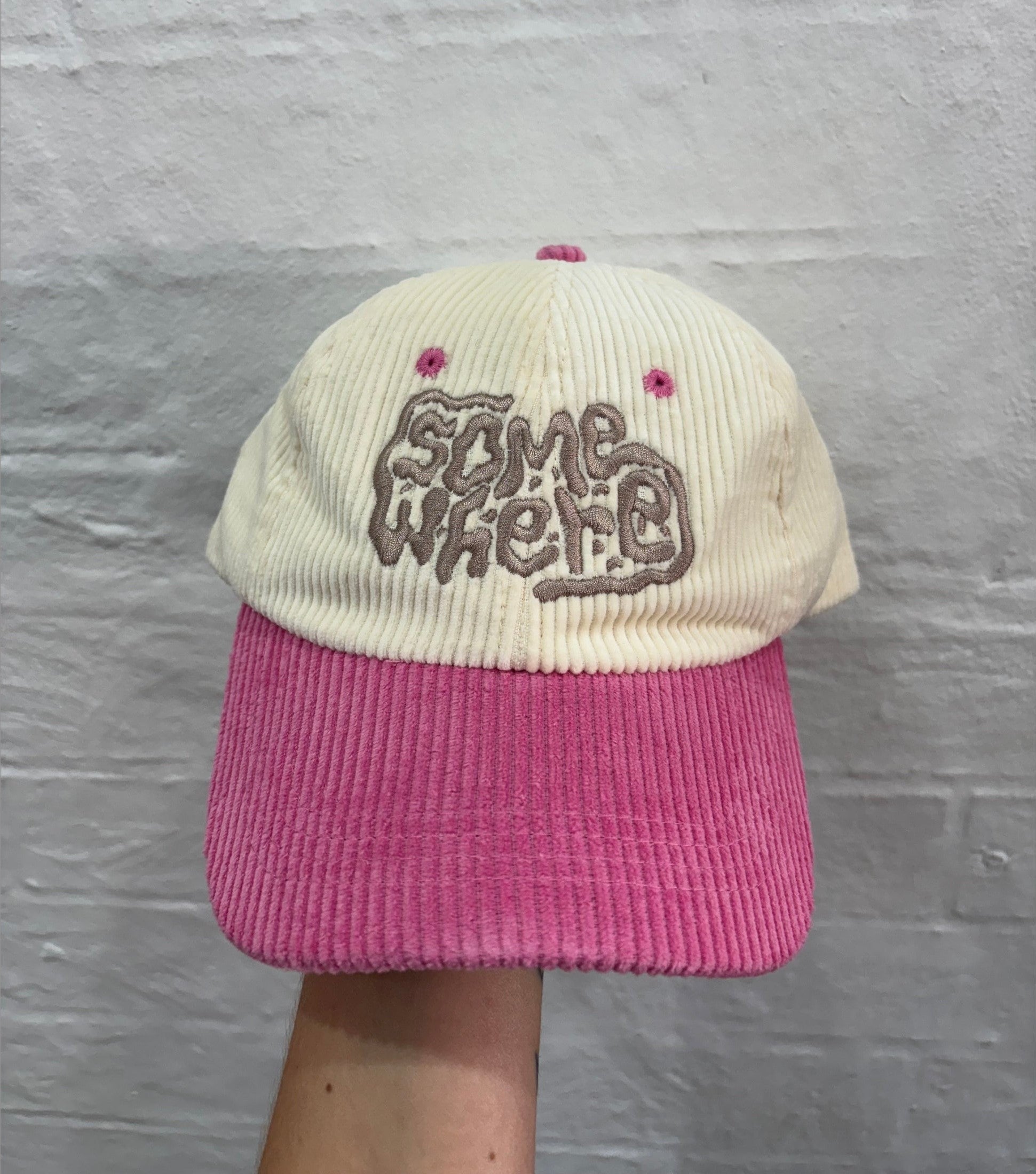 SOMEWHERE Ripple corduroy dad cap - Pink