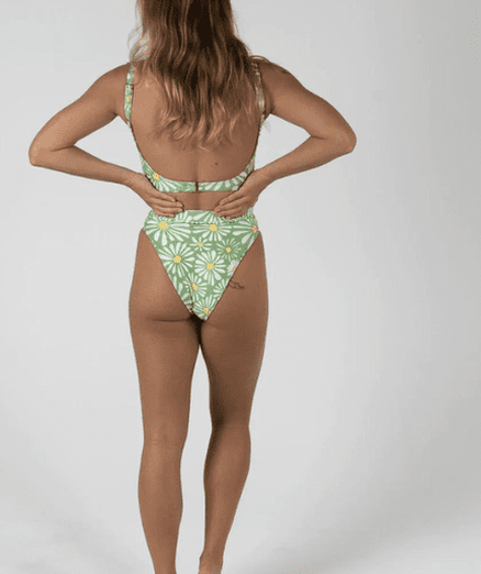 Inner relm diggity high waist bikini bottom- green meadows