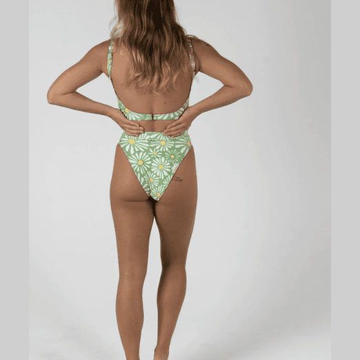 Inner relm diggity high waist bikini bottom- green meadows