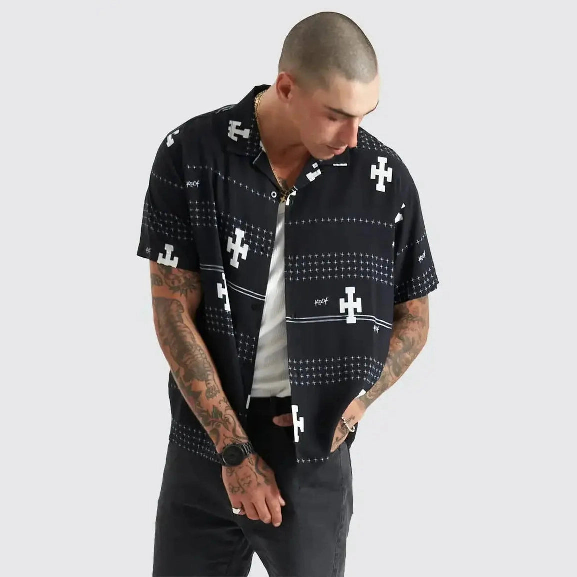 Kscy Myricks Relaxed Resort Shirt - Anthracite Black