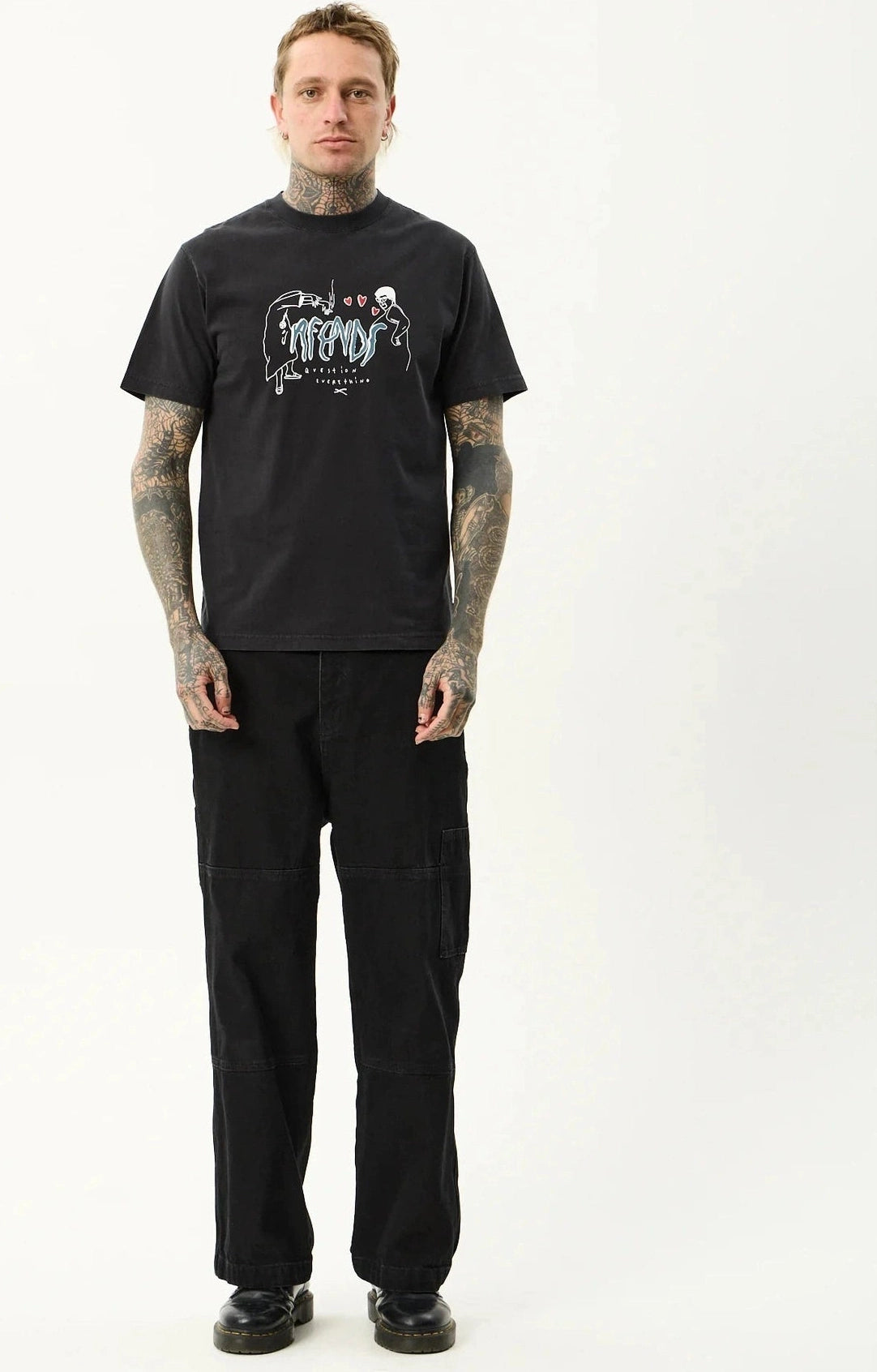 AFENDS Torched retro tee - Stone black