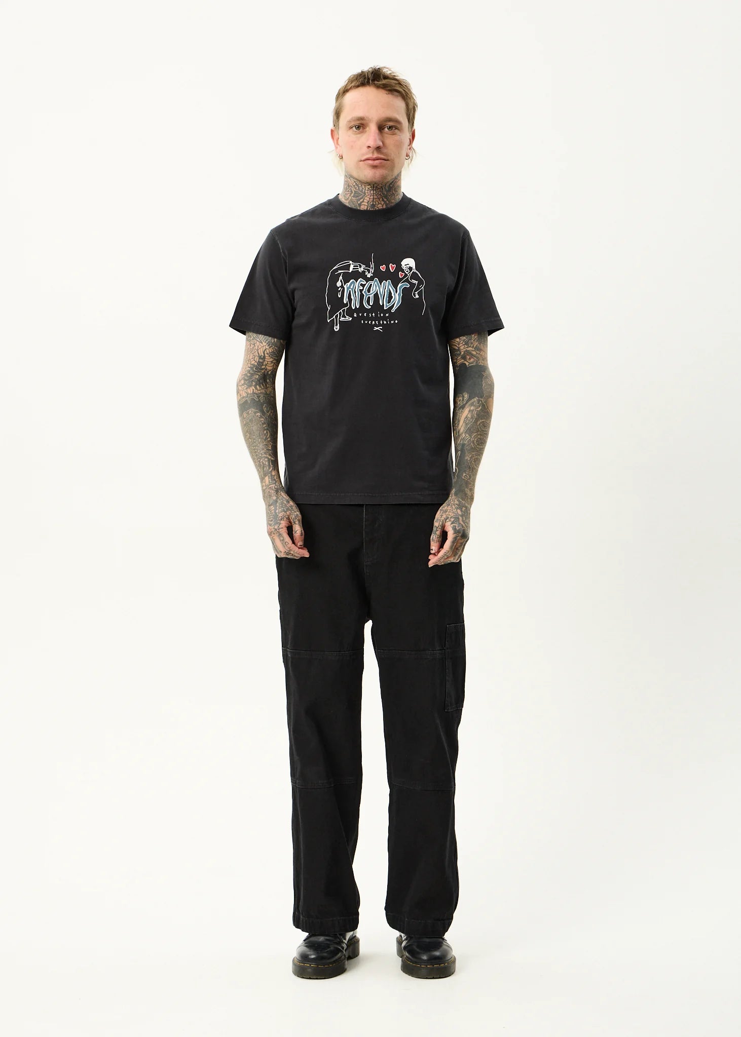AFENDS Torched retro tee - Stone black