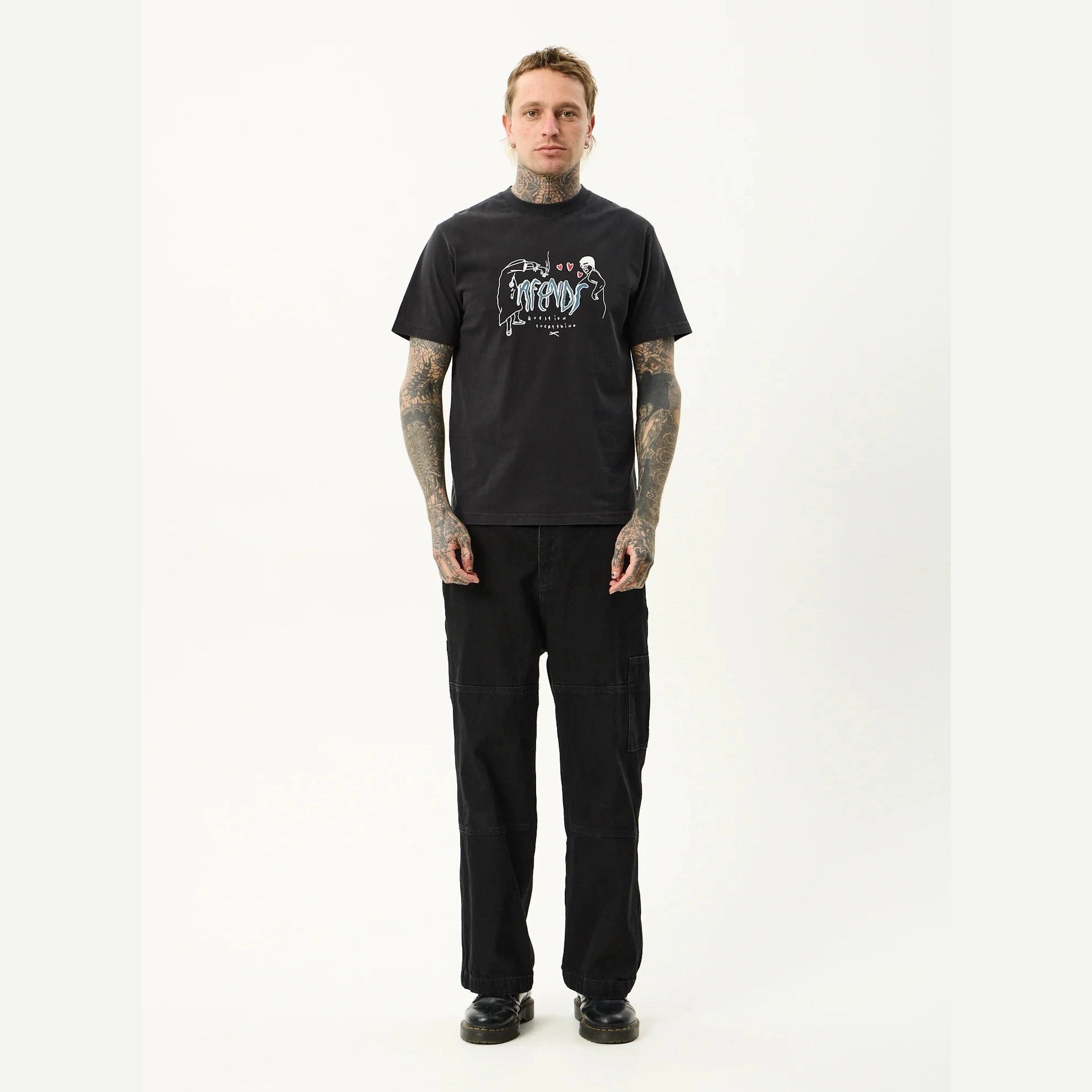 AFENDS Torched retro tee - Stone black