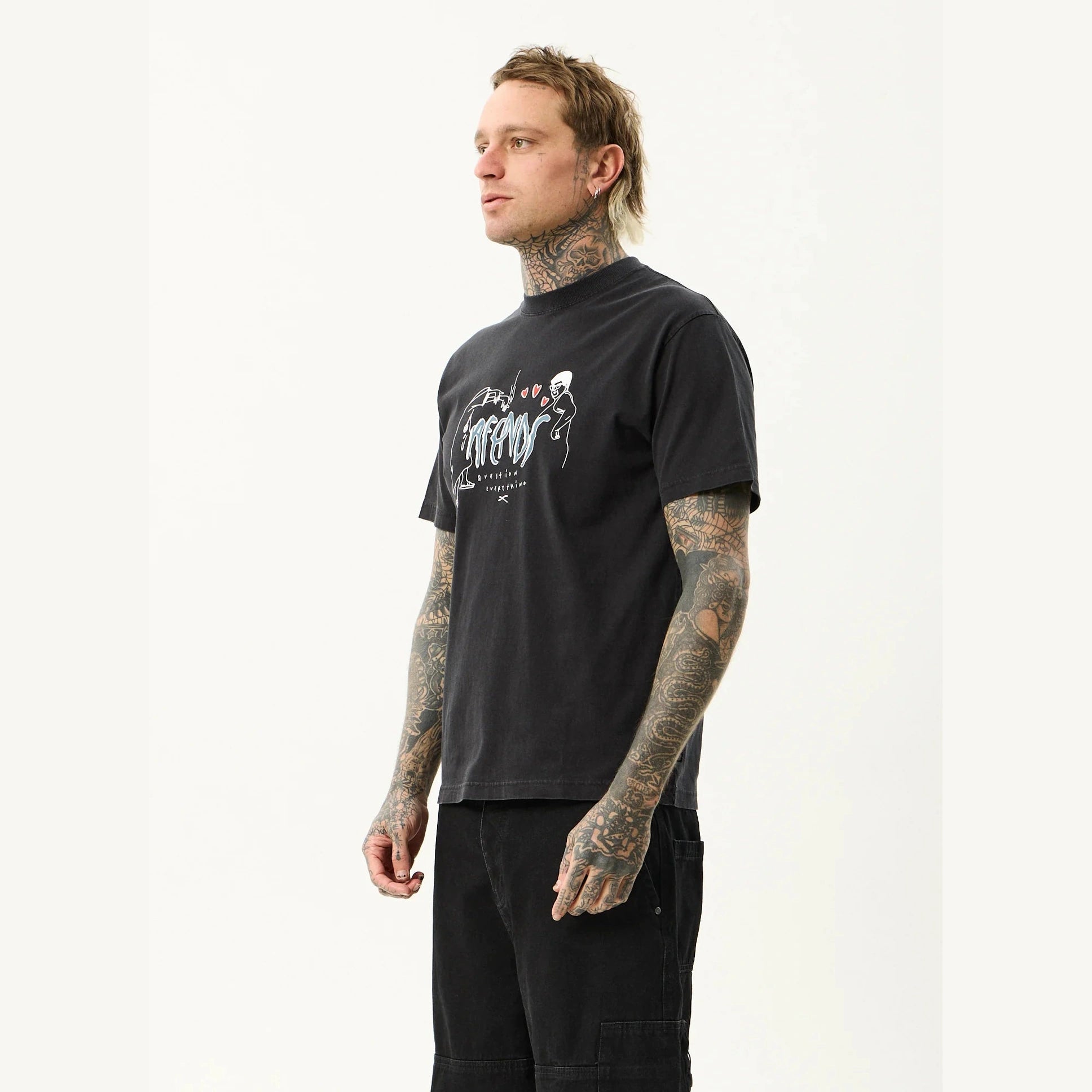 AFENDS Torched retro tee - Stone black
