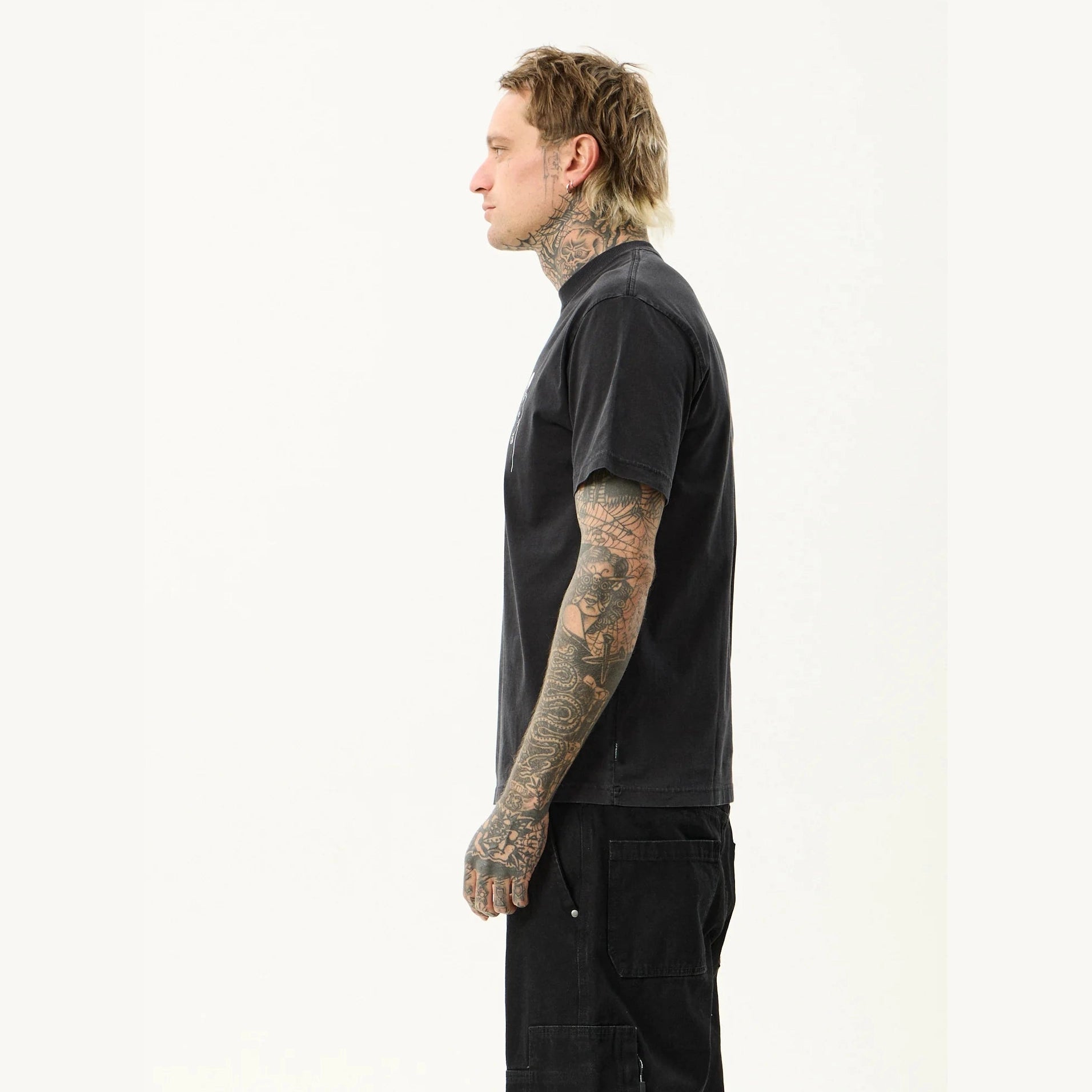 AFENDS Torched retro tee - Stone black