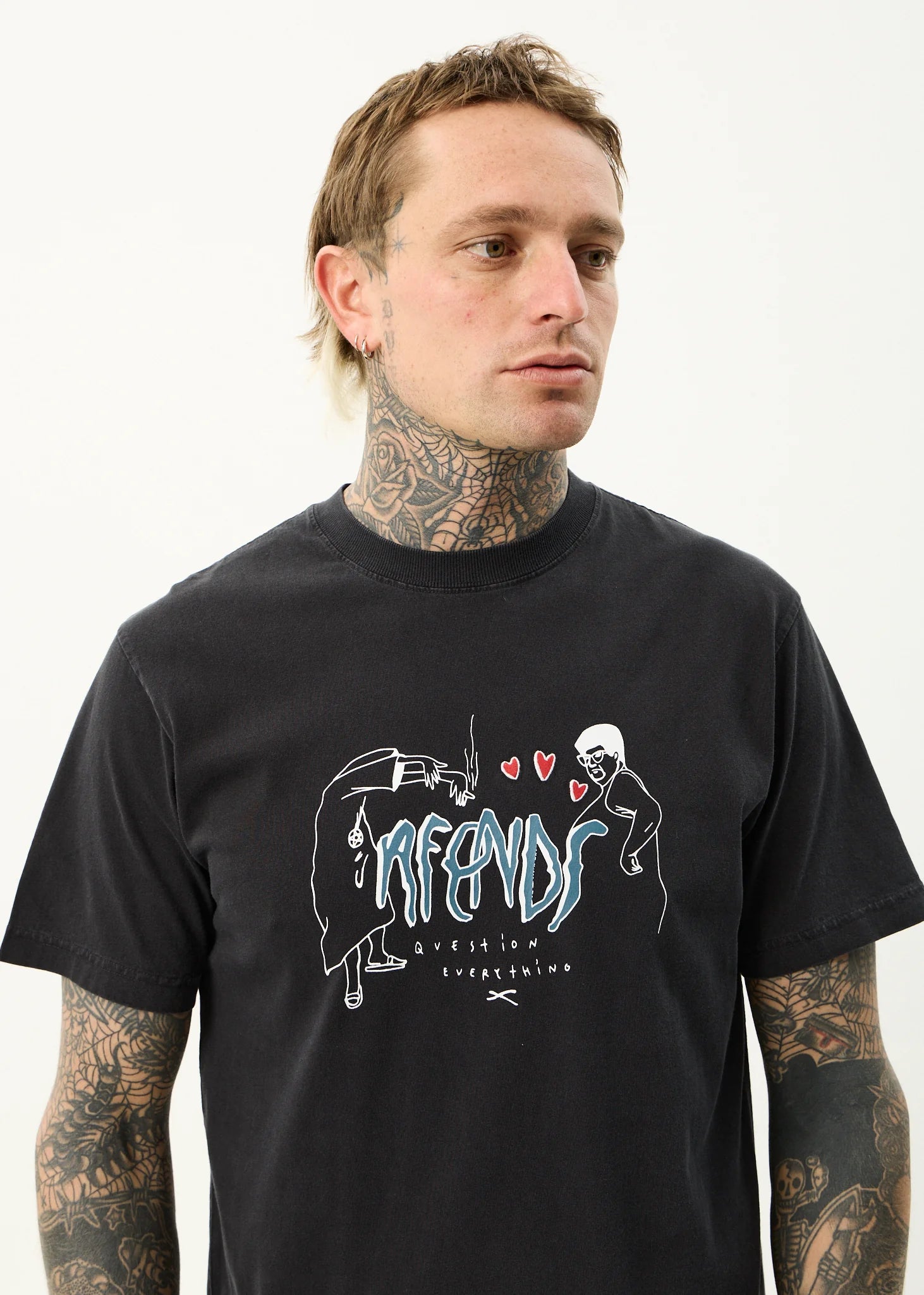 AFENDS Torched retro tee - Stone black