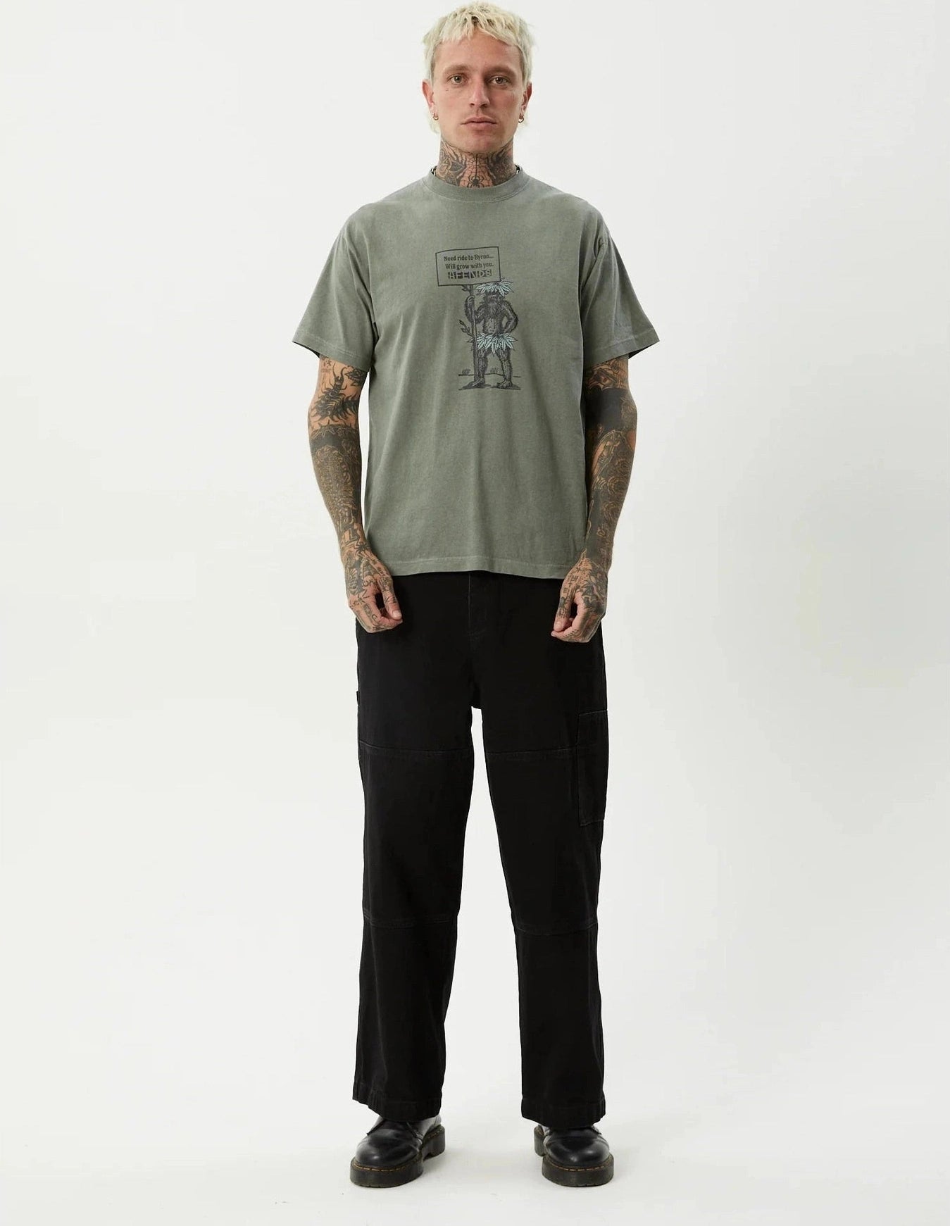 AFENDS Hitching boxy tee - Washed sycamore