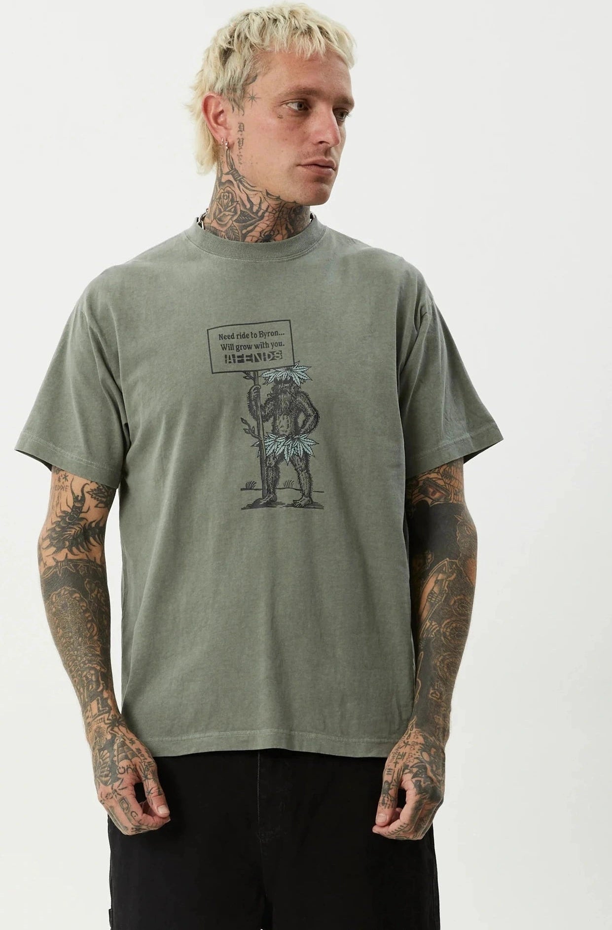 AFENDS Hitching boxy tee - Washed sycamore