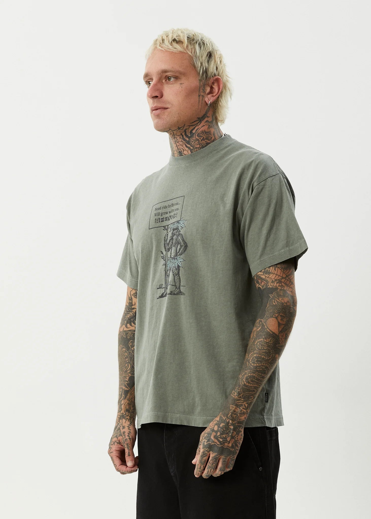 AFENDS Hitching boxy tee - Washed sycamore