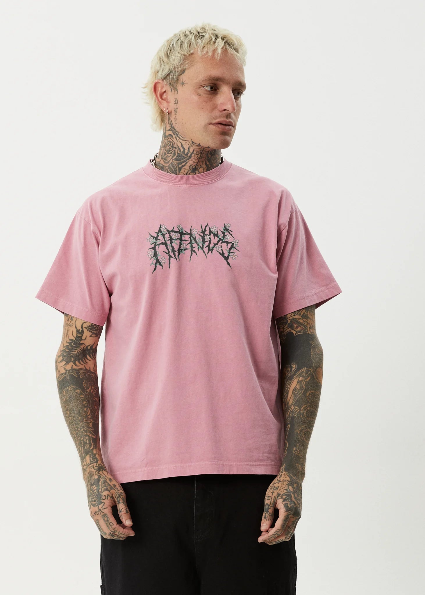 AFENDS Heavy petal heavyweight boxy tee - Washed marrakesh