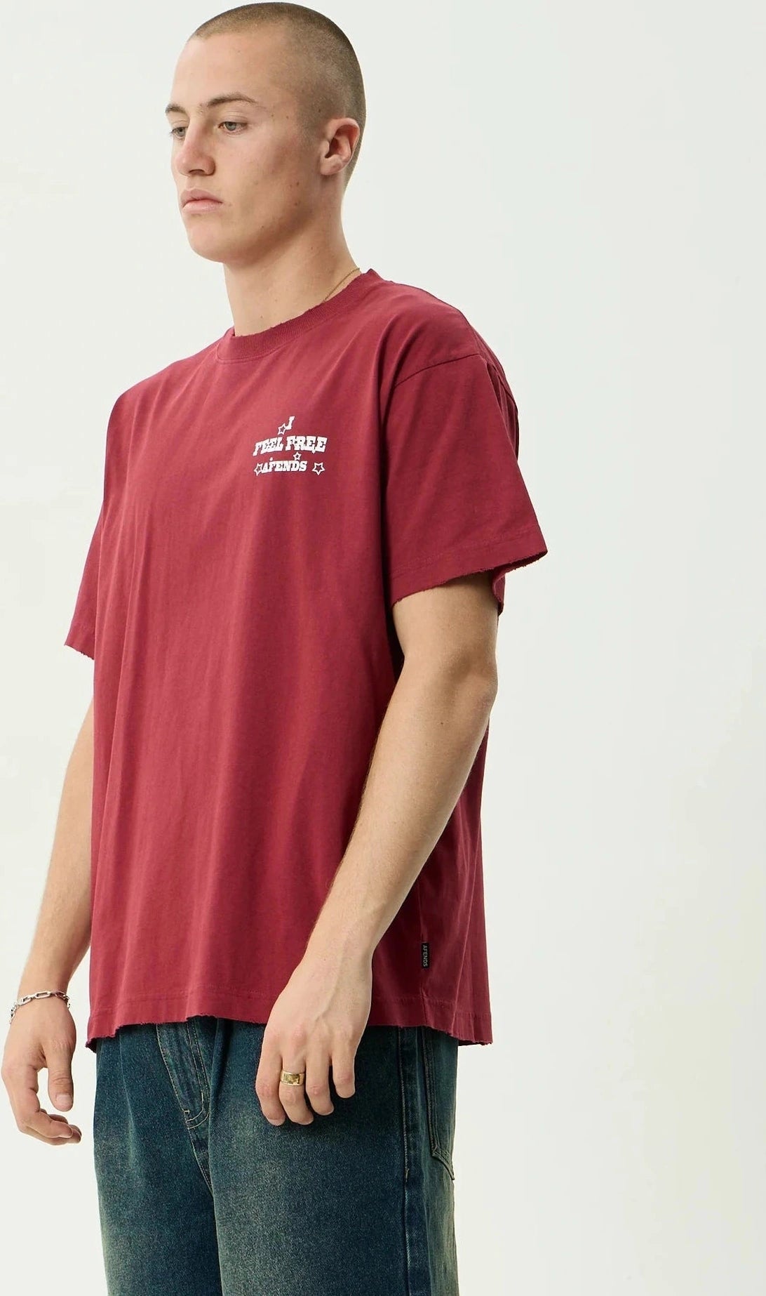 AFENDS Sonoran Boxy Tee - Washed Burgandy