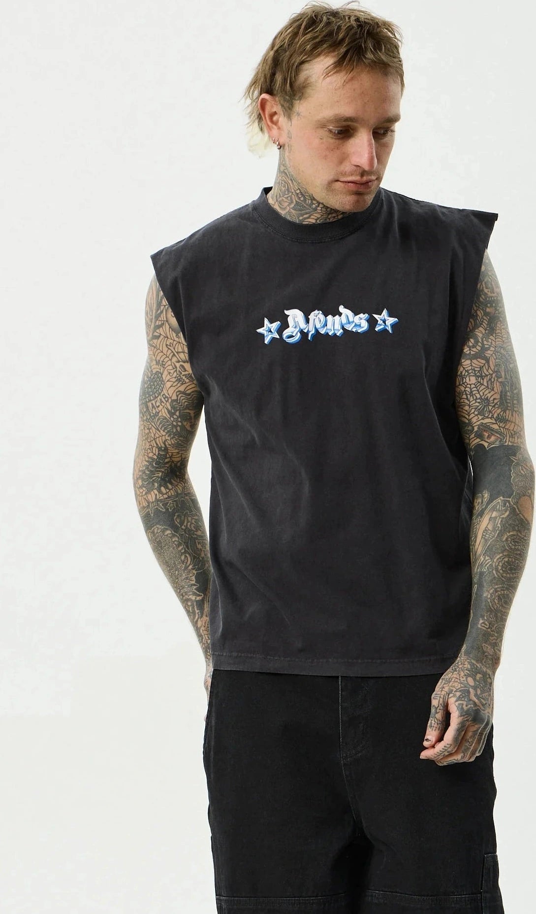 AFENDS Created Sleeveless Tee - Stone Black