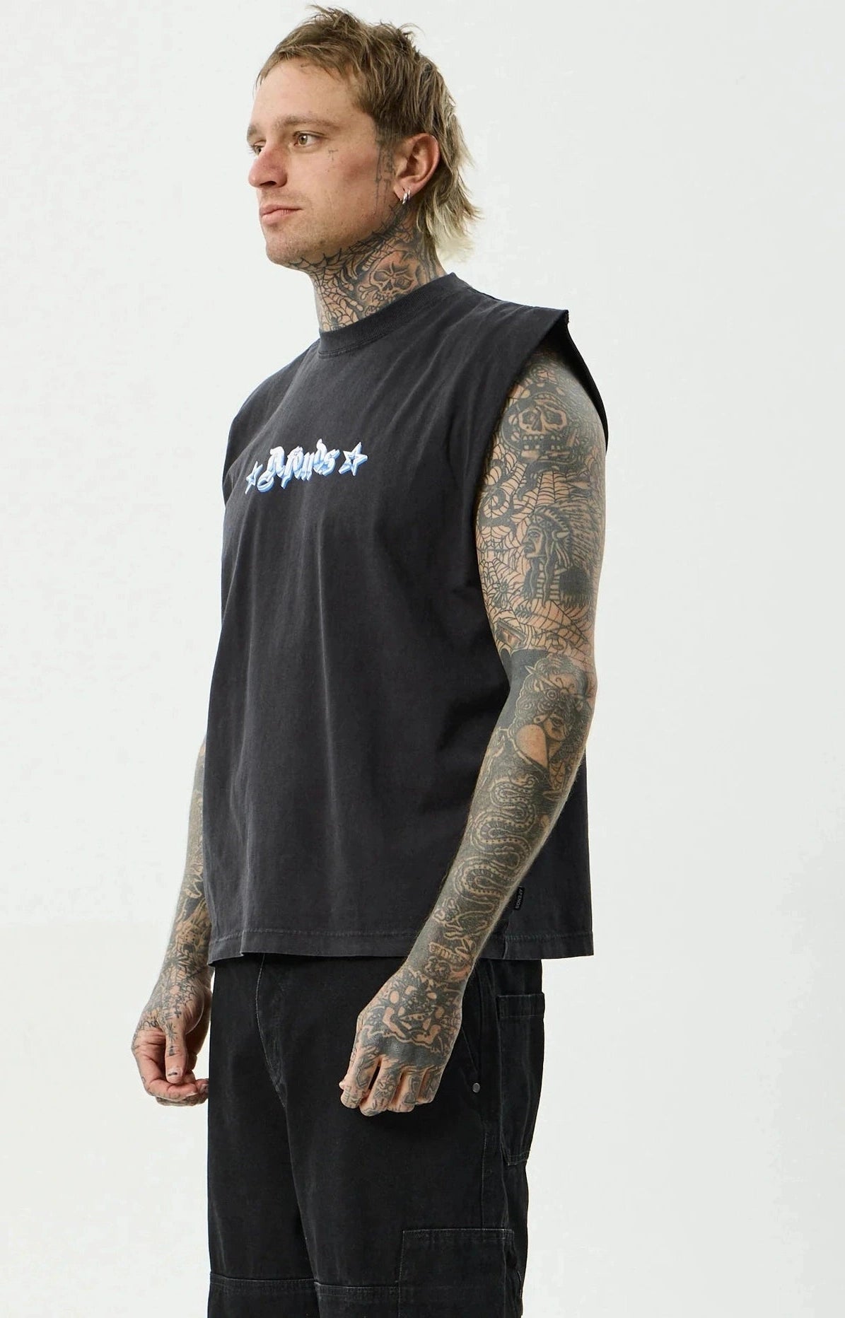 AFENDS Created Sleeveless Tee - Stone Black