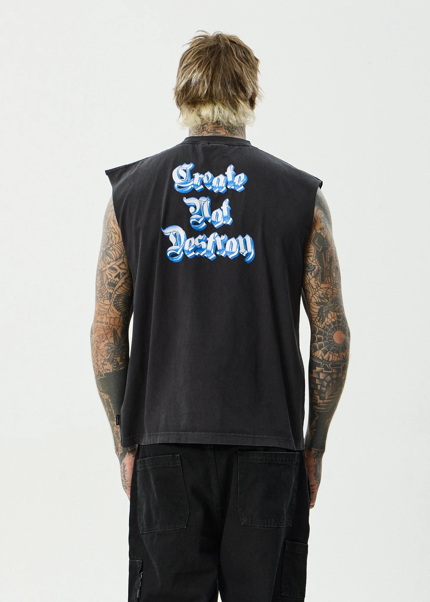 AFENDS Created Sleeveless Tee - Stone Black