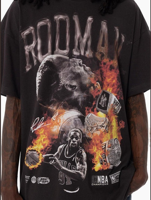 MITCHELL & NESS Chicago bulls flaming hot tee - Faded black