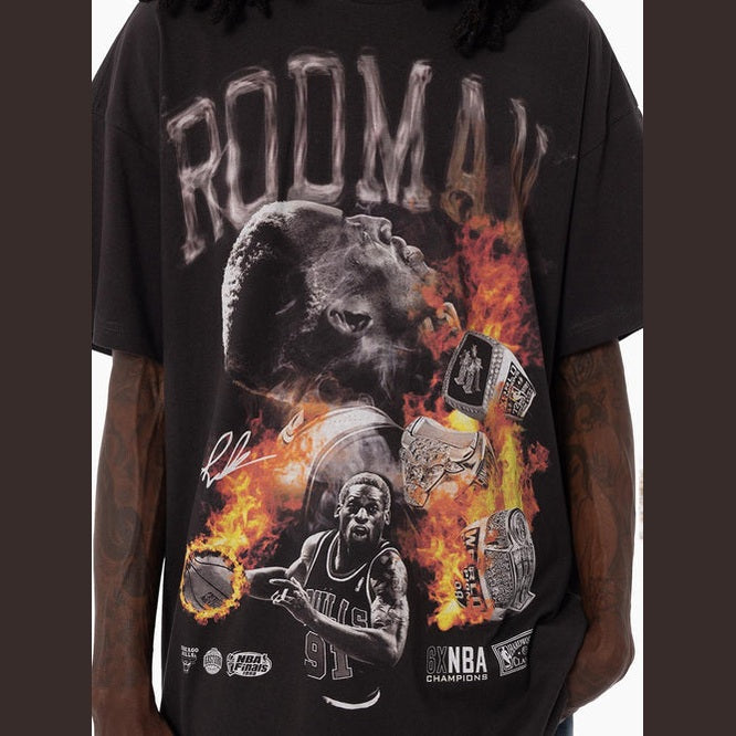 MITCHELL & NESS Chicago bulls flaming hot tee - Faded black