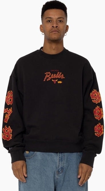 MITCHELL & NESS Chicago bulls up in flames crew - Faded black
