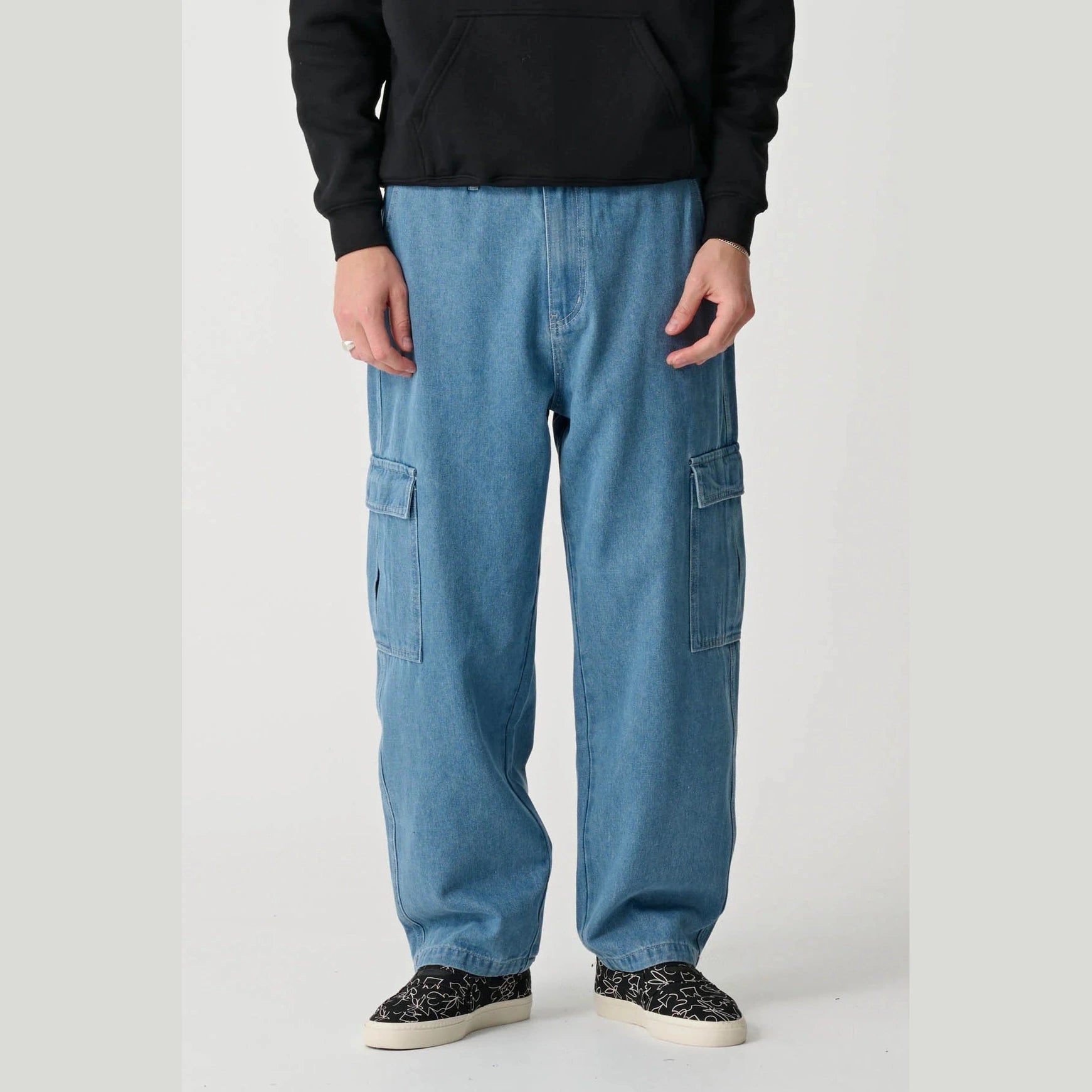 MISFIT Beach metall cargo pant - Mid blue denim