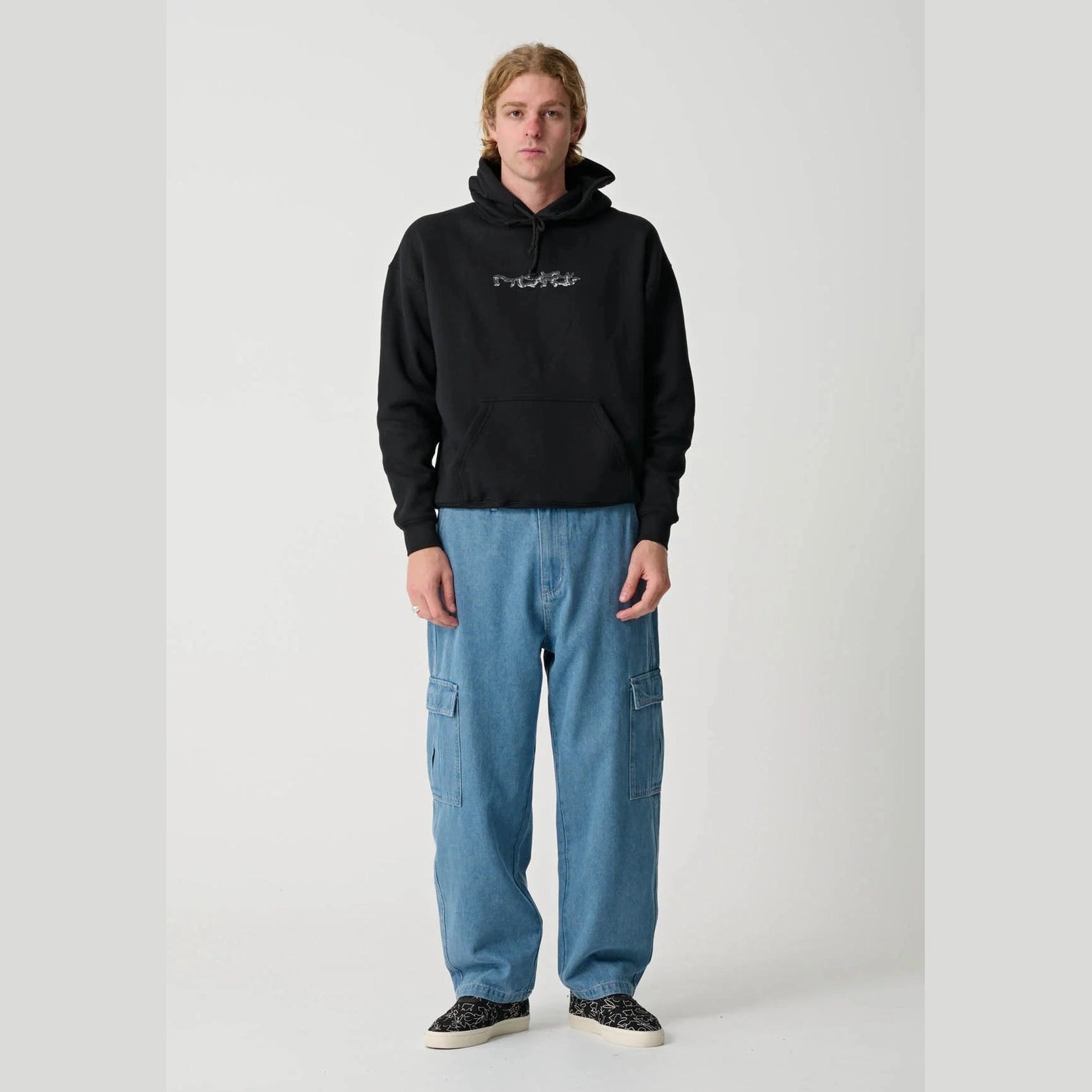 MISFIT Beach metall cargo pant - Mid blue denim