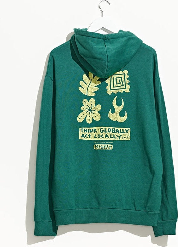 Misfit global acts 50-50 hood- pigment storm green