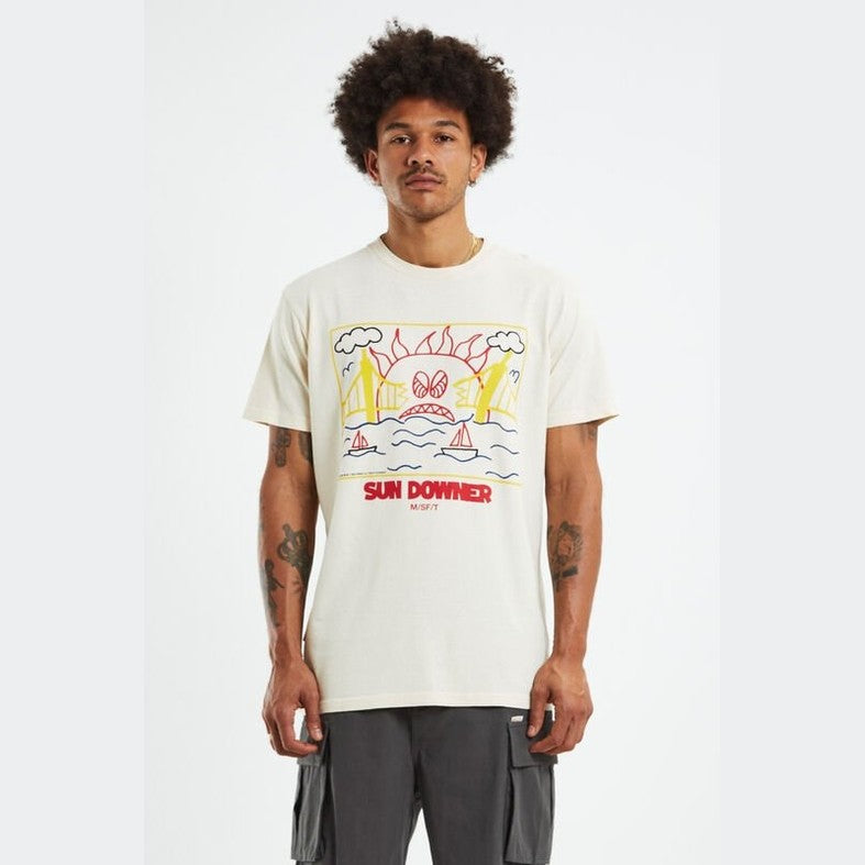 Misfit sun downer 50/50 ss tee - pigment chalk white