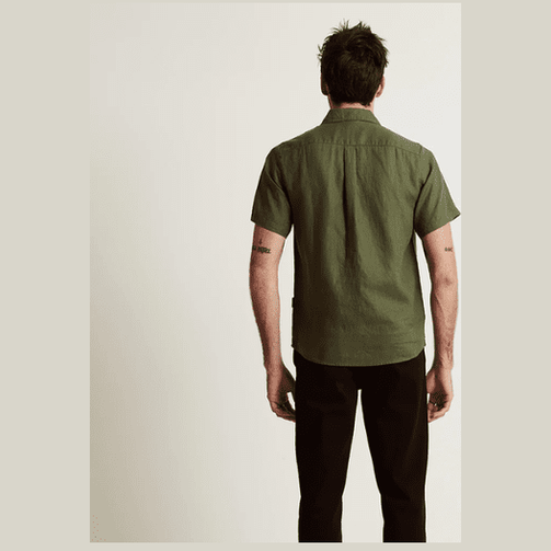 Mr simple linen short sleeve shirt - fatigue