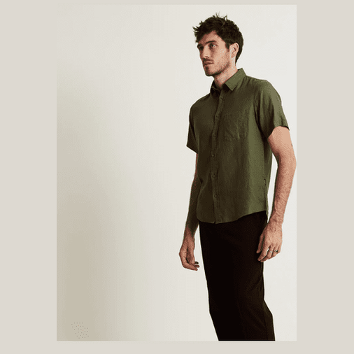 Mr simple linen short sleeve shirt - fatigue