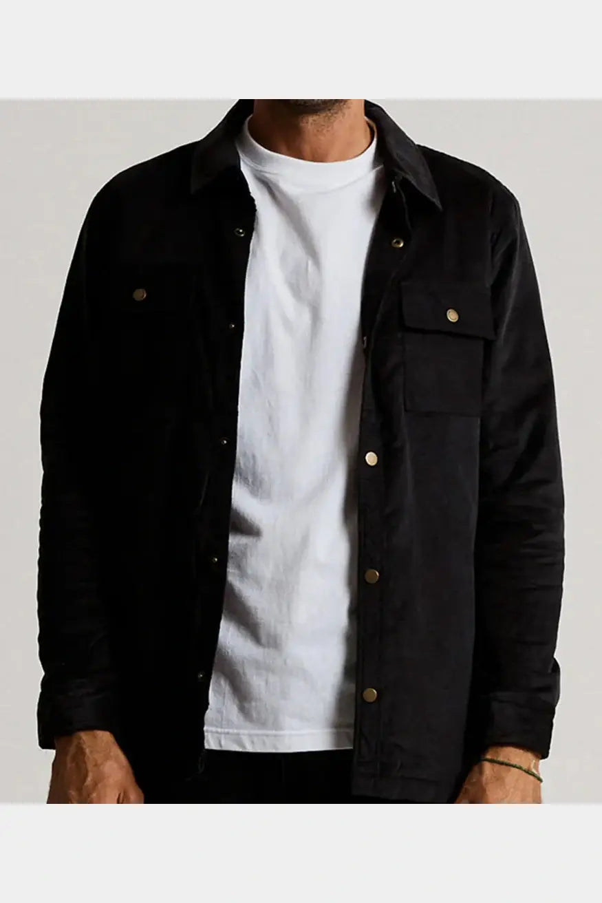 Mr simple quilted cord jacket - charcoal