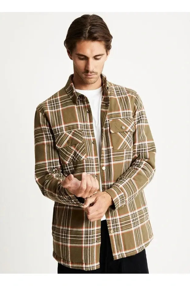 Mr simple quilted flannel jacket- army check