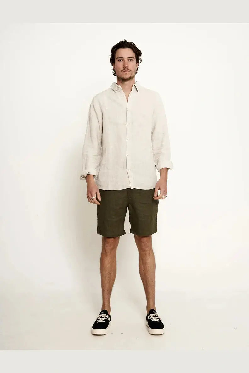 Mr simple tanner 2.0 linen shorts fatigue
