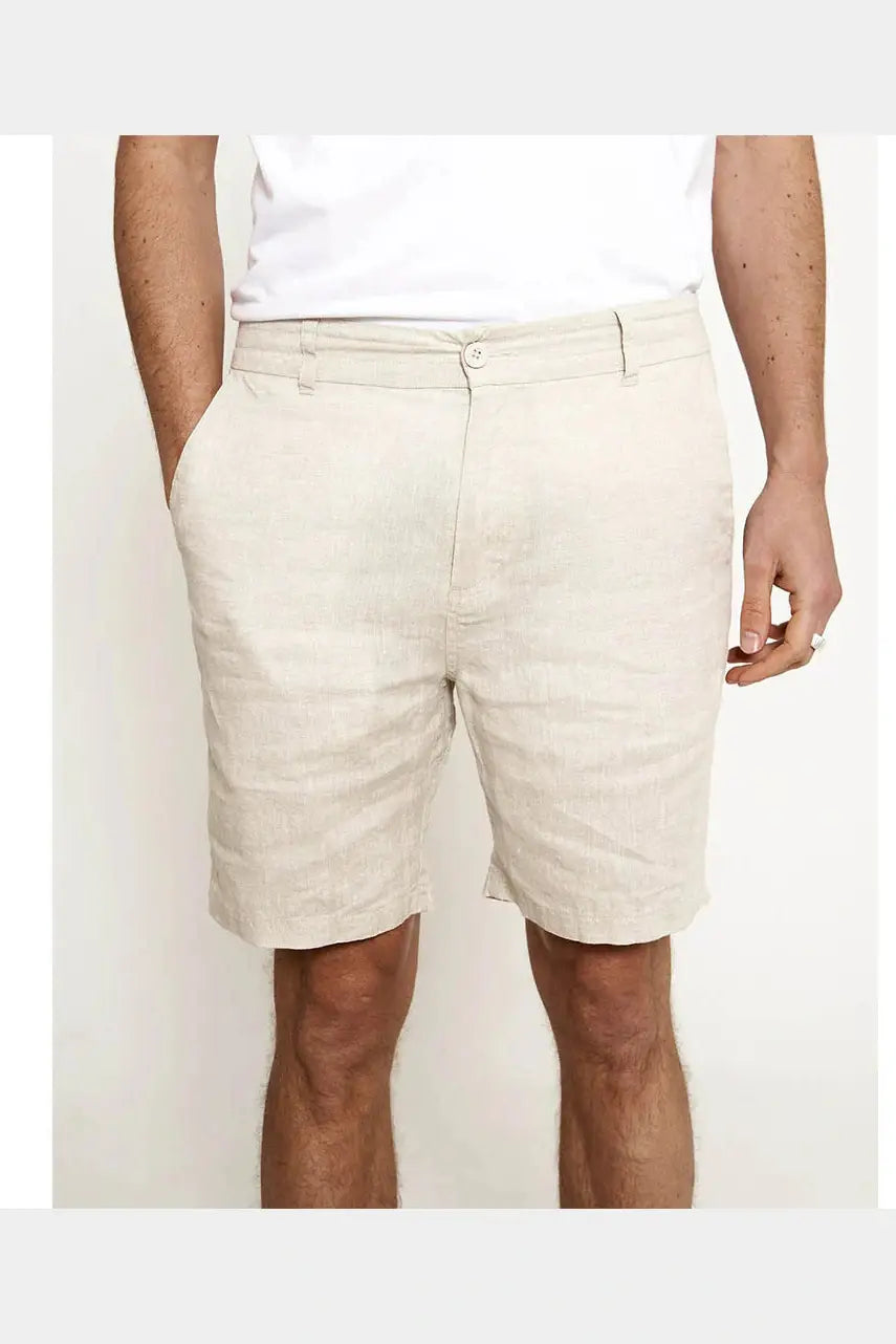 Mr simple tanner 2.0 linen shorts natural