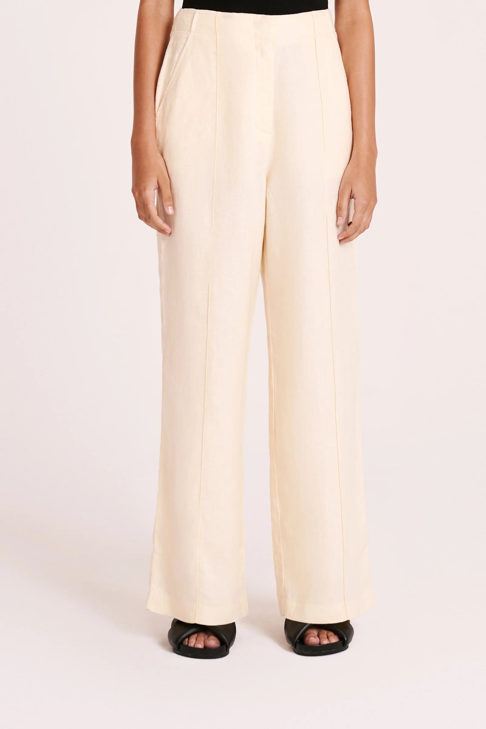 Nude Lucy Amani Tailored Linen Pant - Eggnog