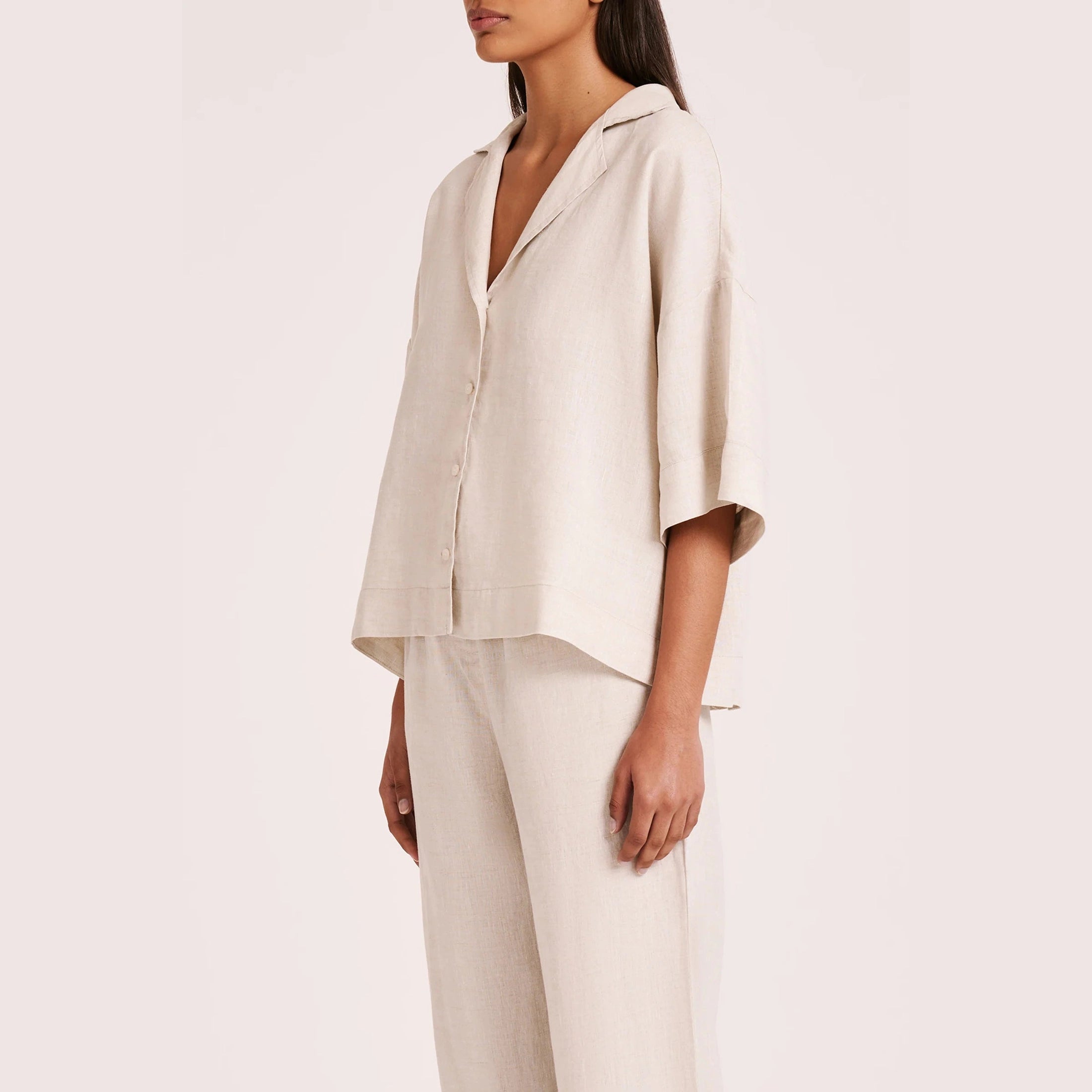 Nude lucy lounge linen shirt- natural